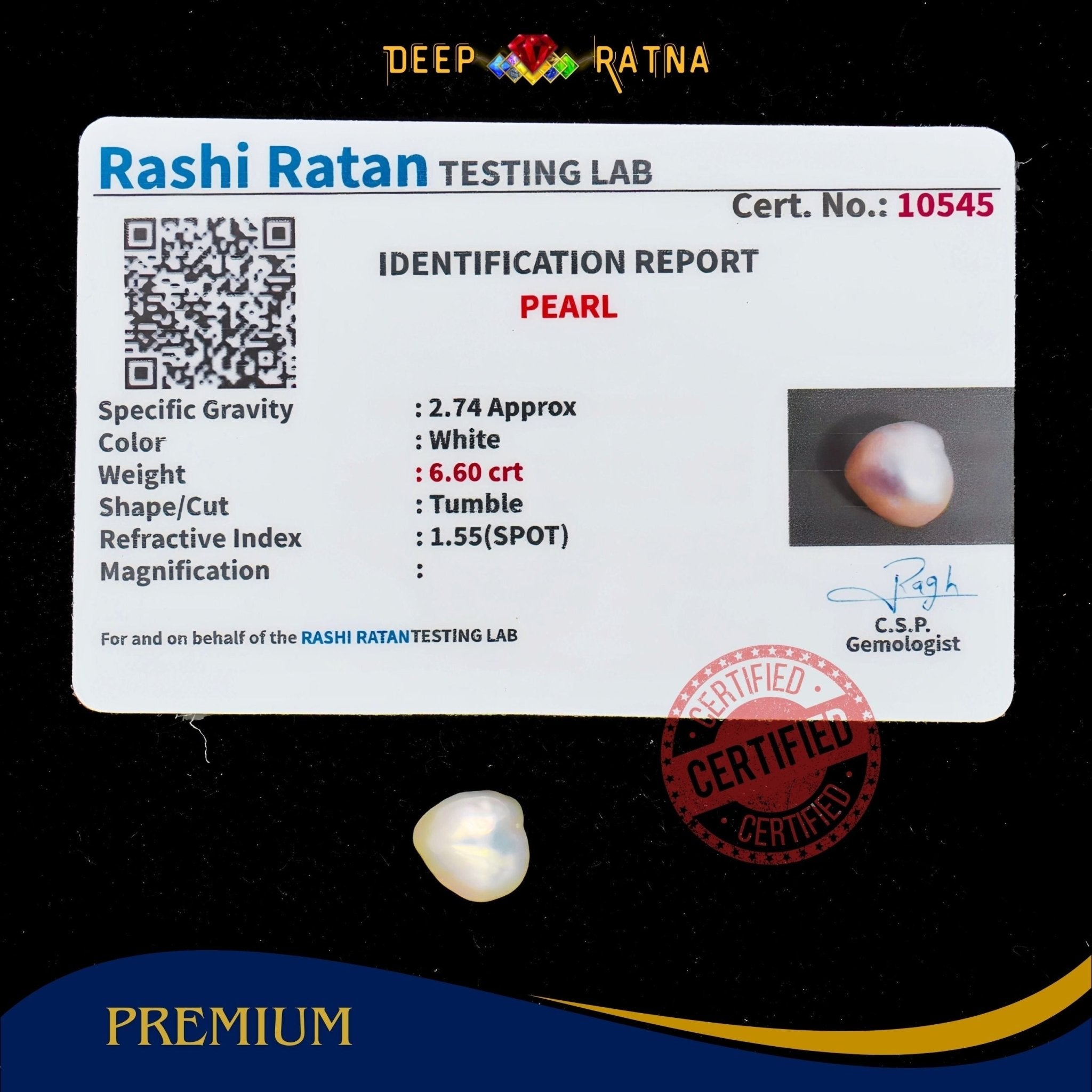 Pearl 6.60 Carat (Keshi) - Deep Ratna