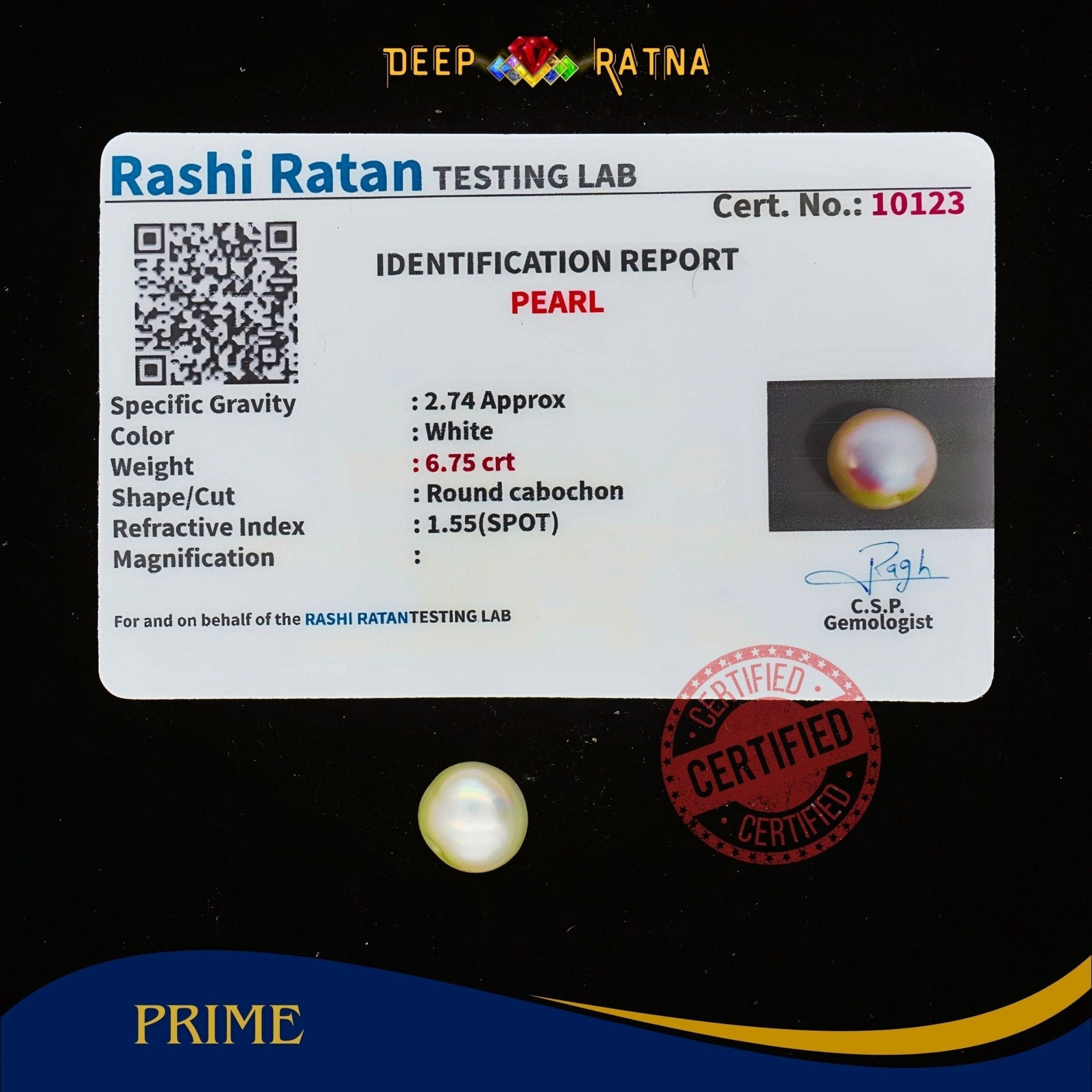 Pearl 6.75 Carat (Fresh water) - Deep Ratna