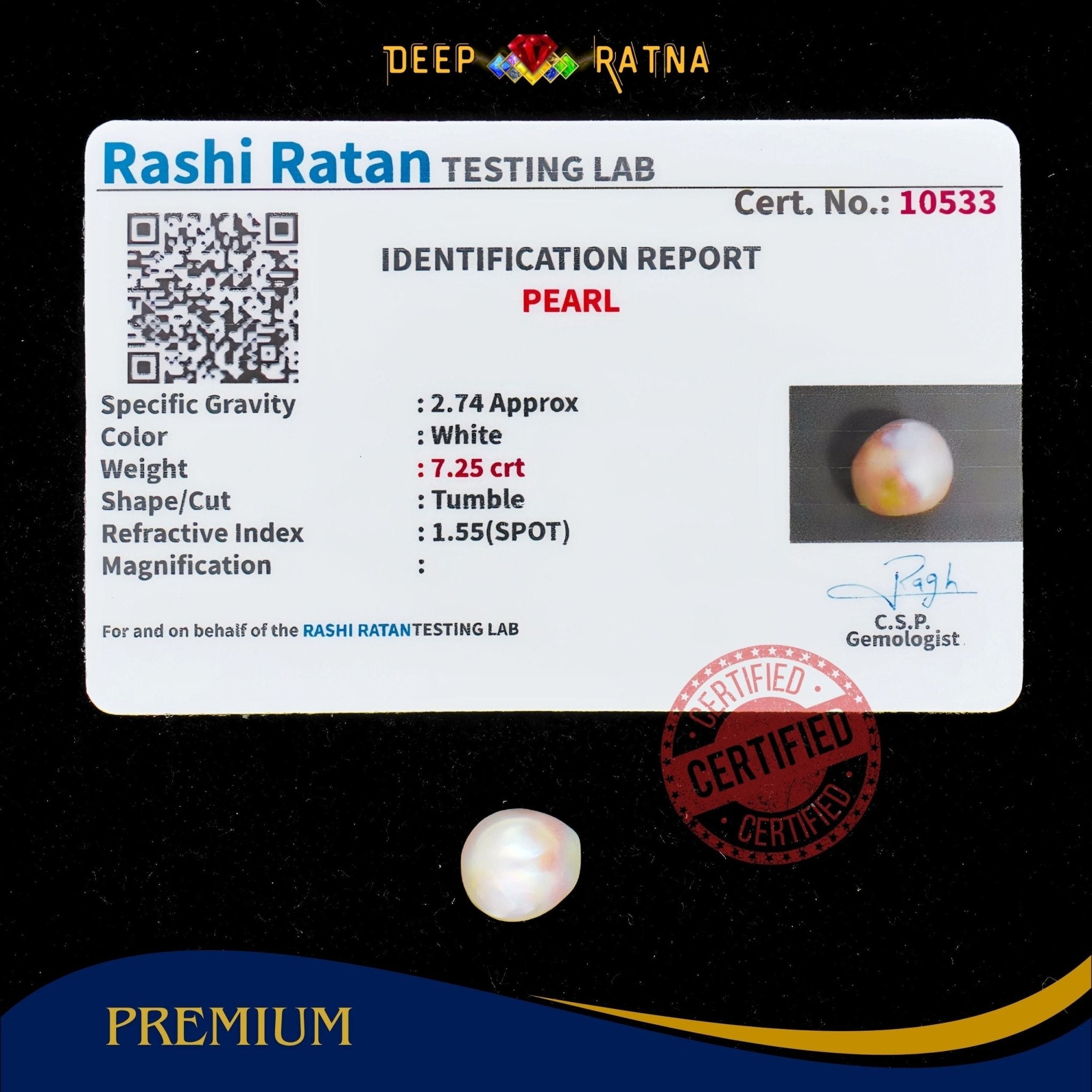Pearl 7.25 Carat (Keshi) - Deep Ratna
