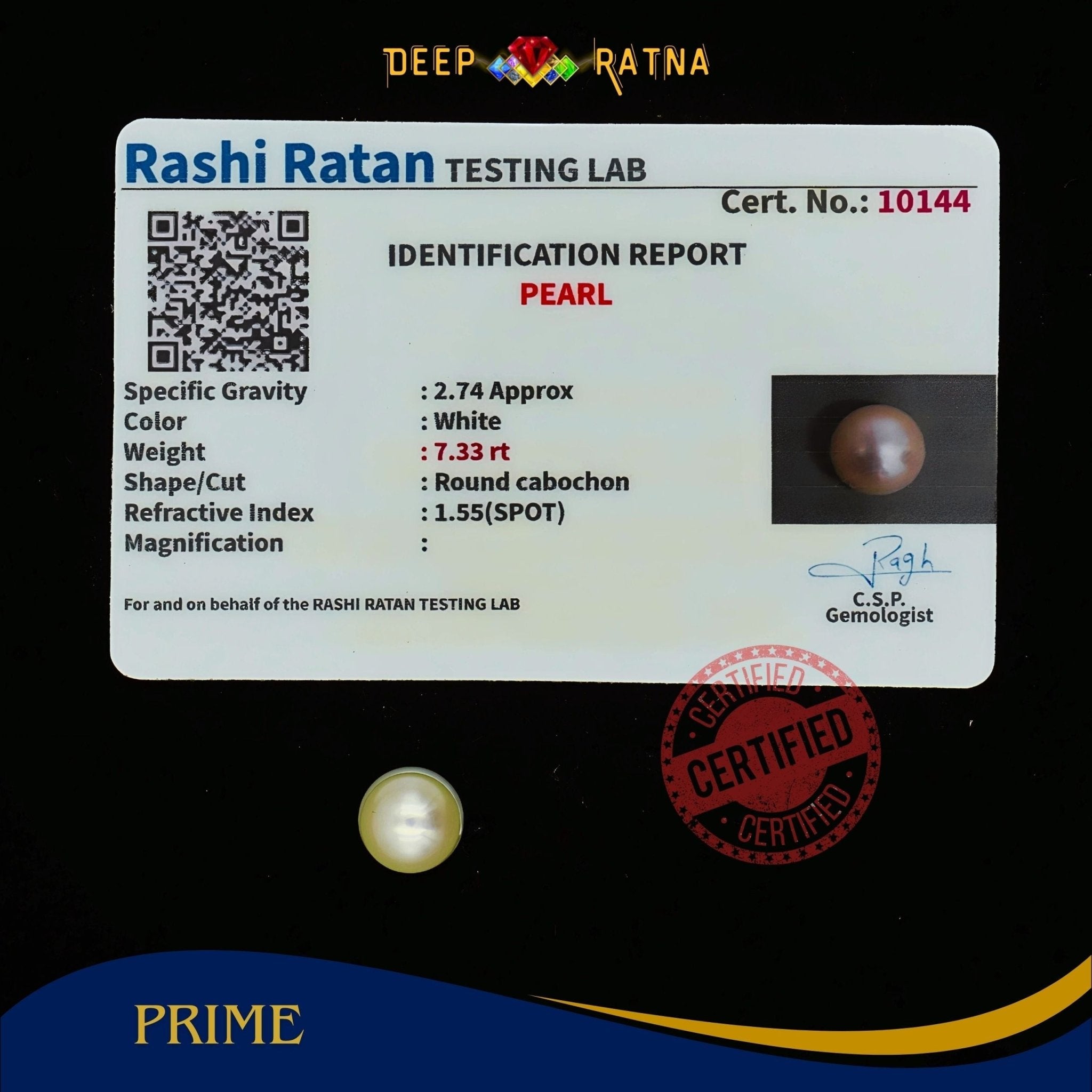 Pearl 7.33 Carat (Fresh water) - Deep Ratna