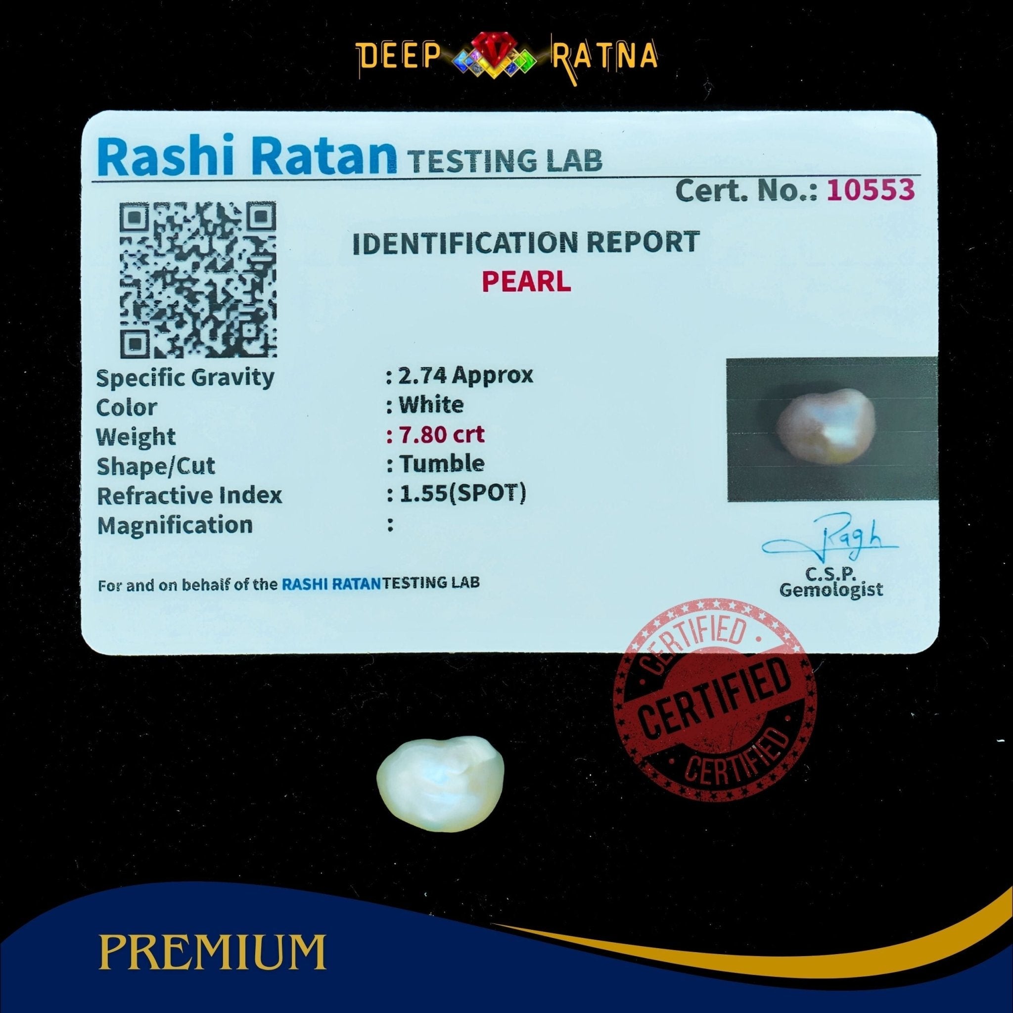 Pearl 7.80 Carat (Keshi) - Deep Ratna