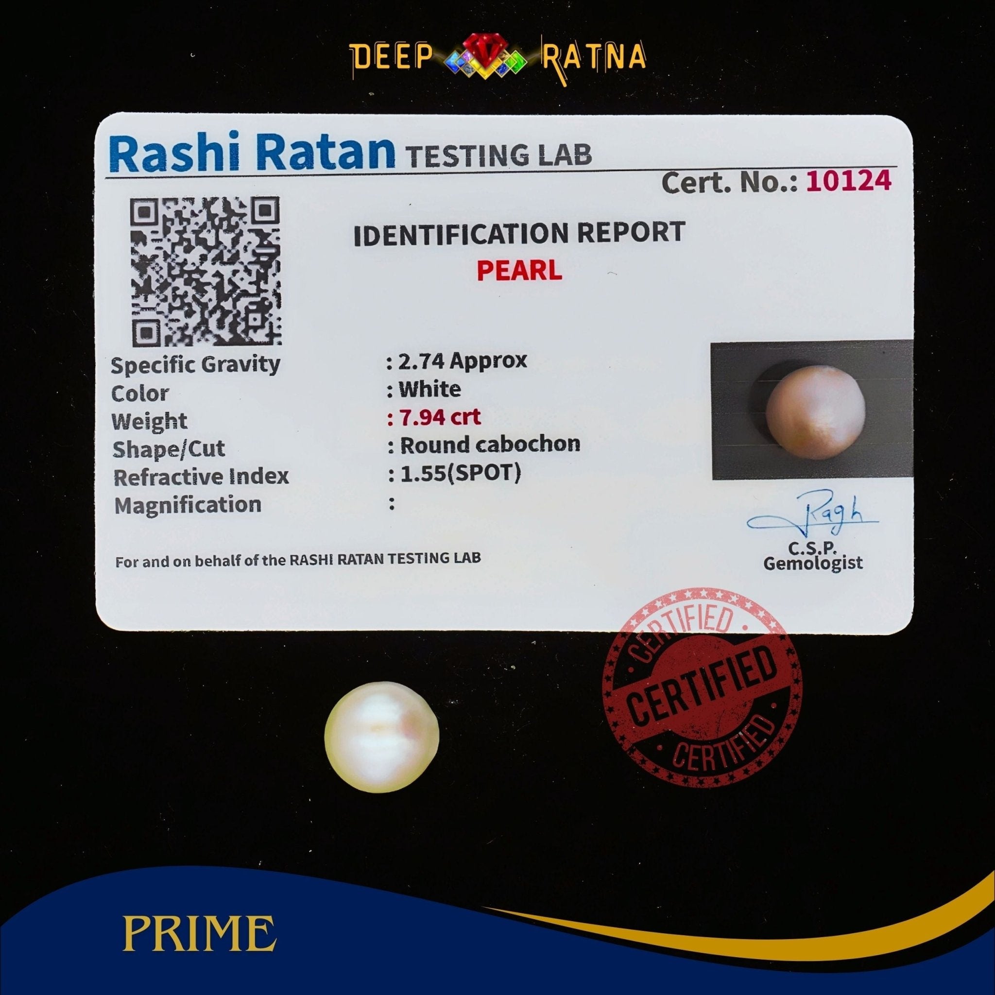 Pearl 7.94 Carat (Fresh water) - Deep Ratna