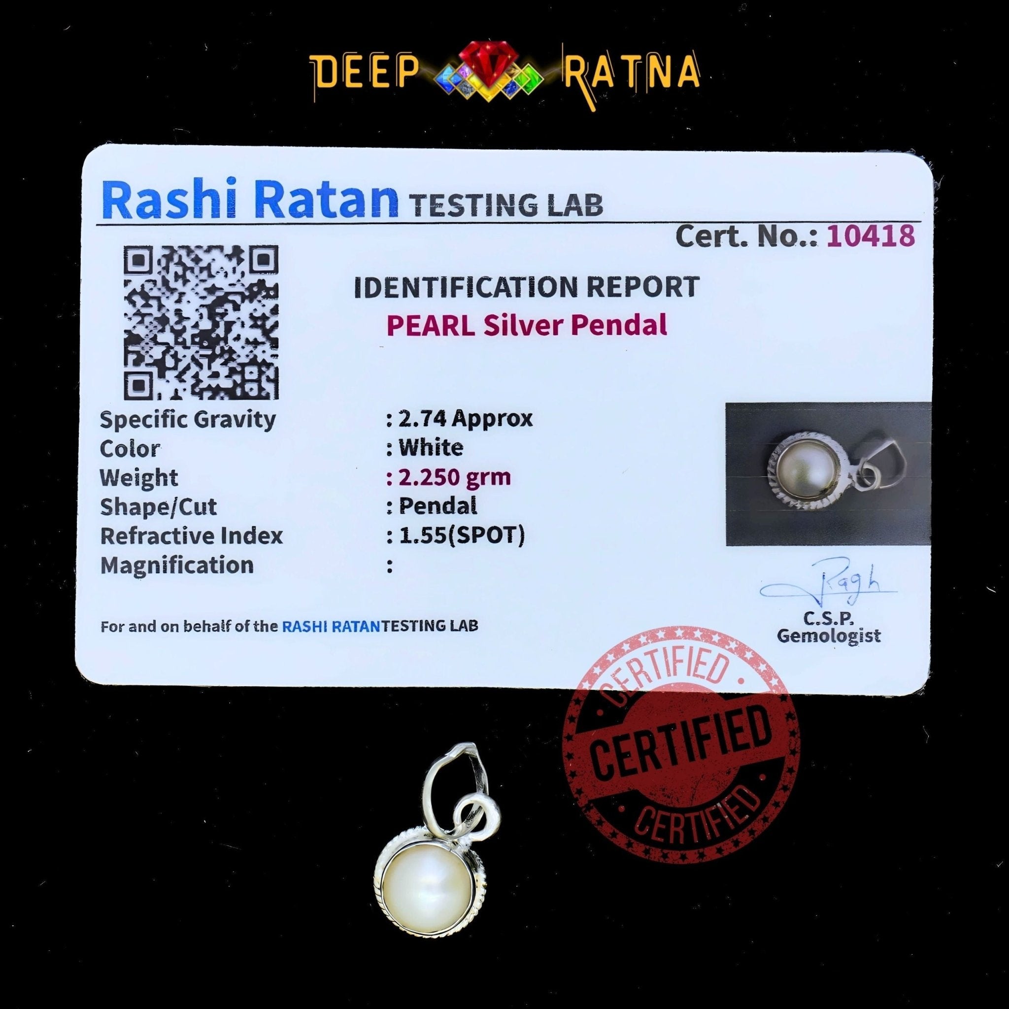 Pearl Silver Pendent (1.26 Gram) - Deep Ratna