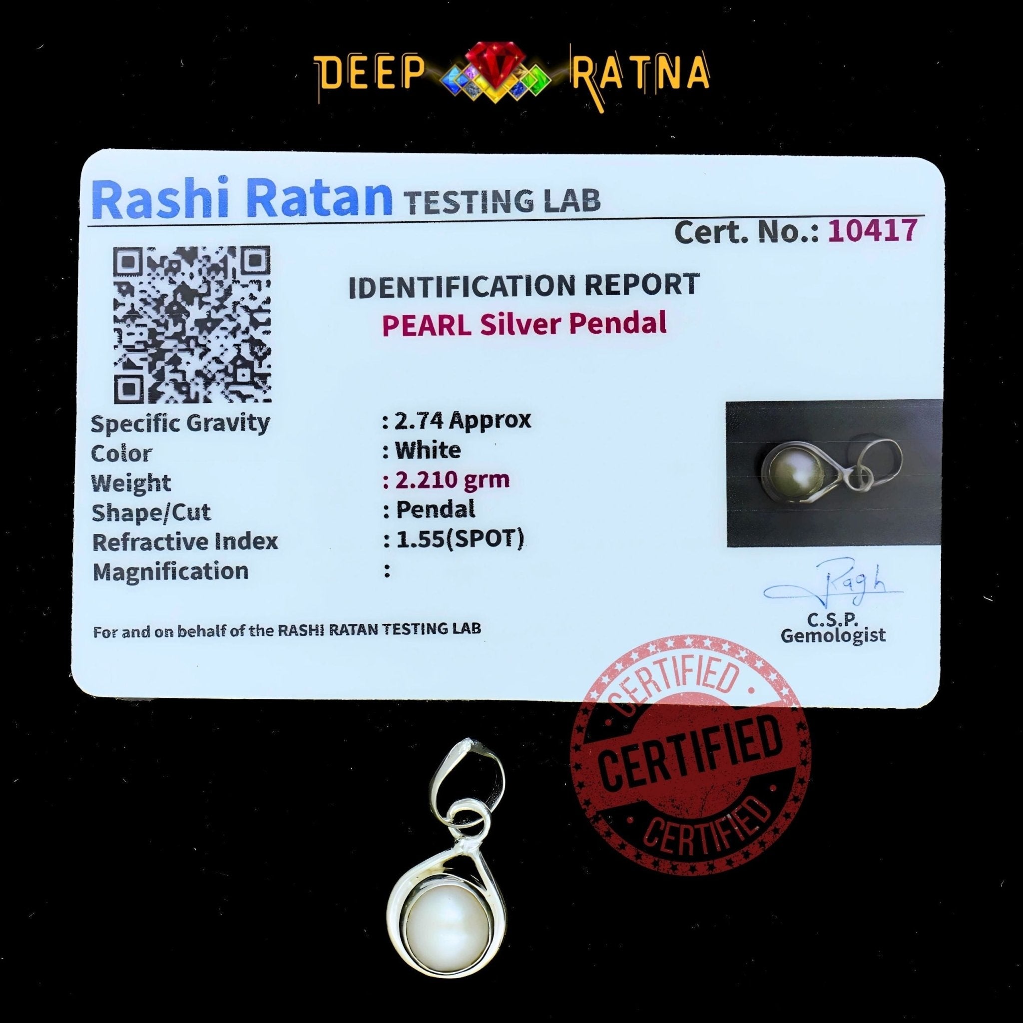 Pearl Silver Pendent (1.38 Gram) - Deep Ratna