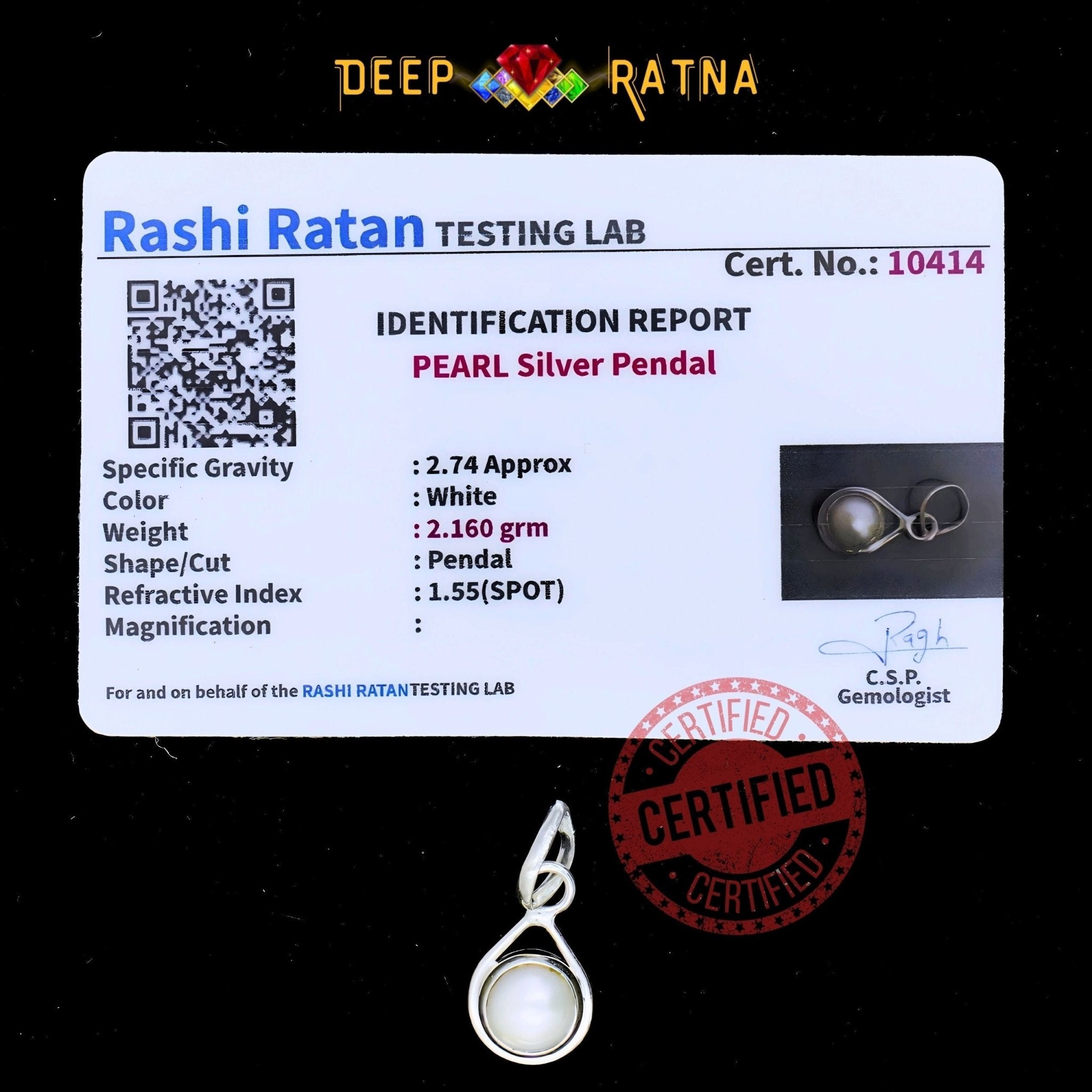 Pearl Silver Pendent (1.45 Gram) - Deep Ratna