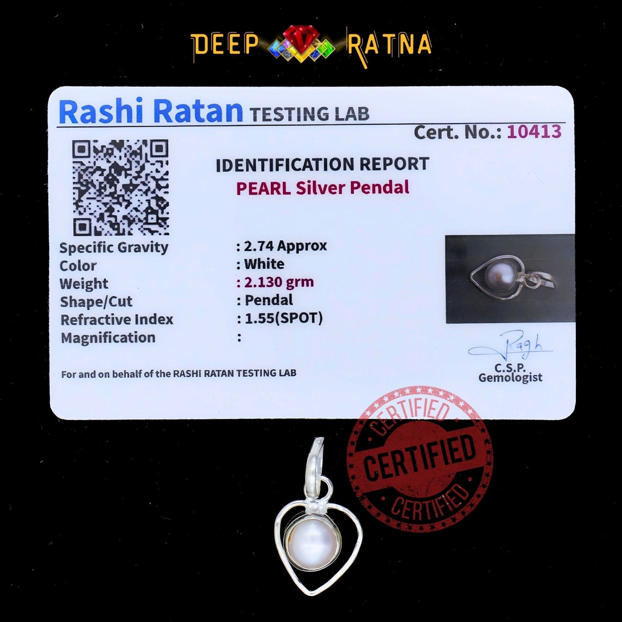 Pearl Silver Pendent (1.450 Gram) - Deep Ratna