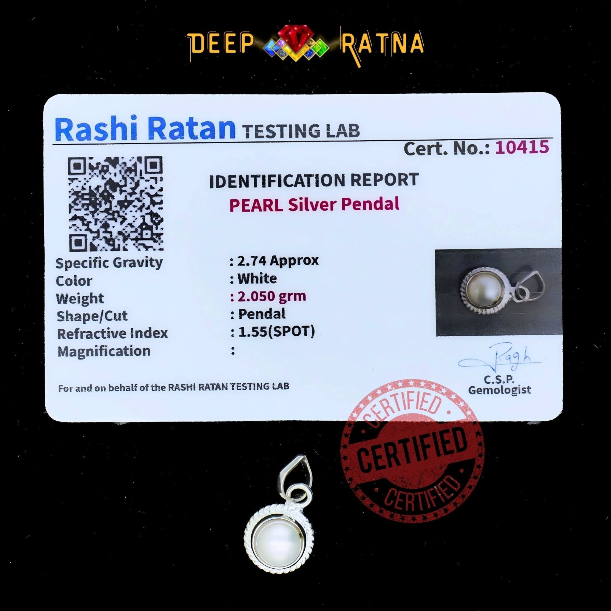 Pearl Silver Pendent (1.54 Gram) - Deep Ratna