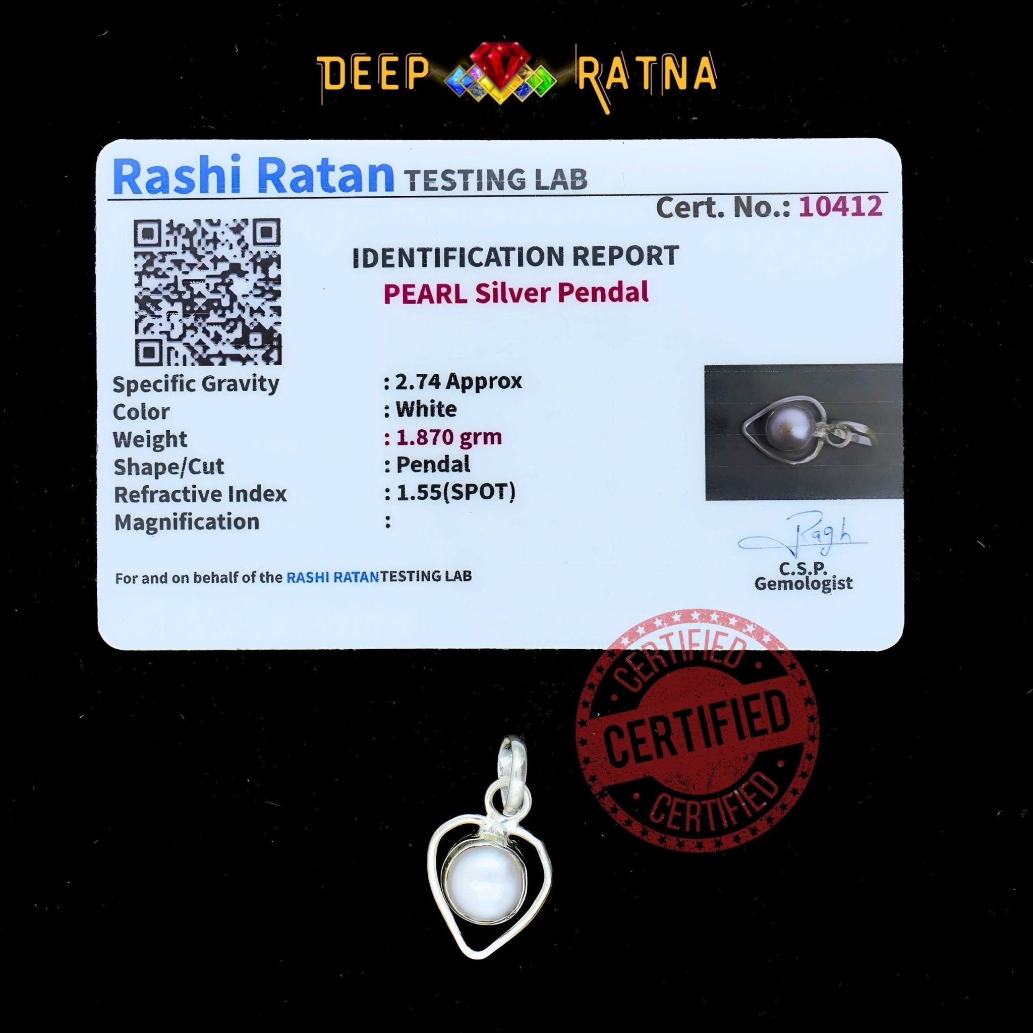 Pearl Silver Pendent (1.56 Gram) - Deep Ratna