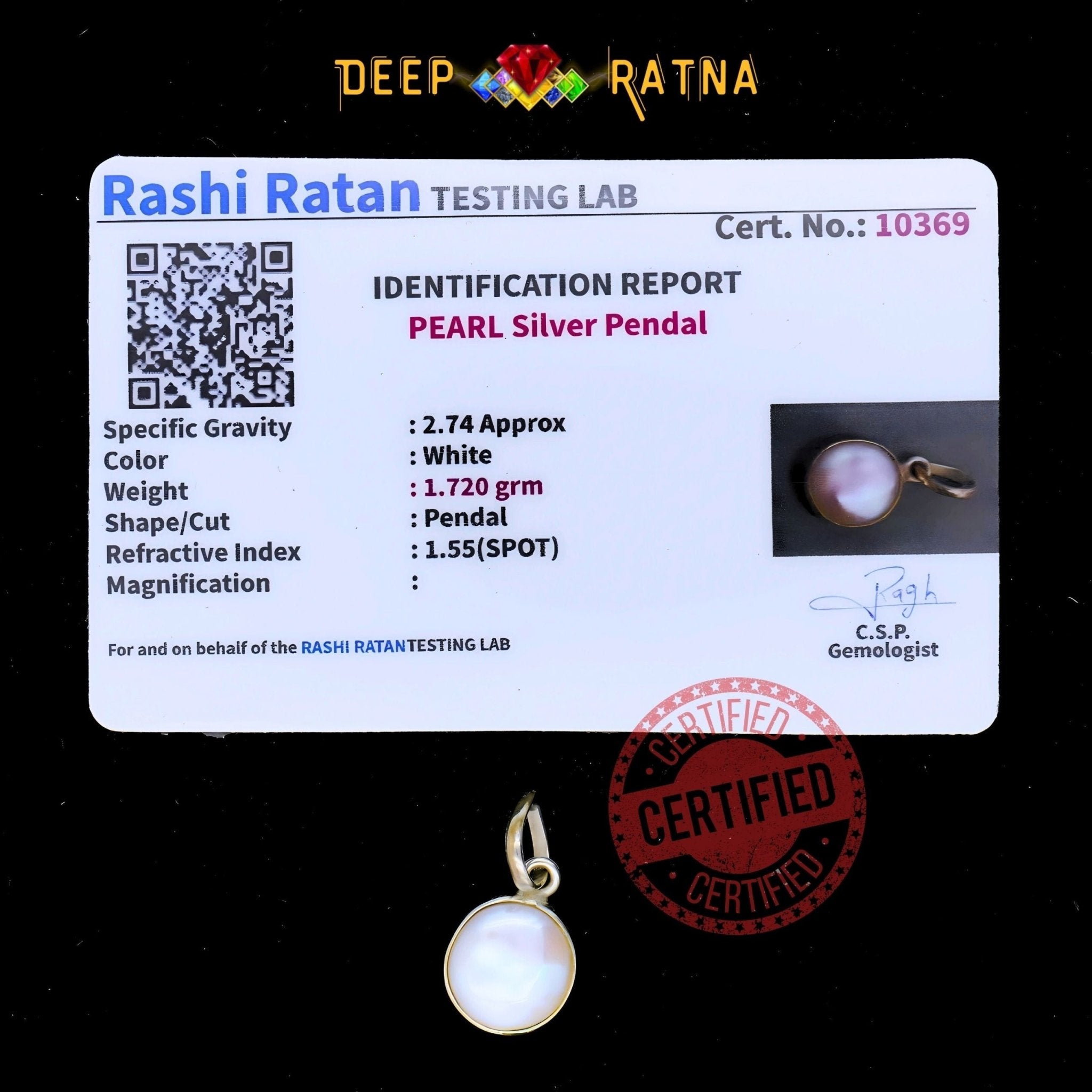 Pearl Silver Pendent (1.64 Gram) - Deep Ratna