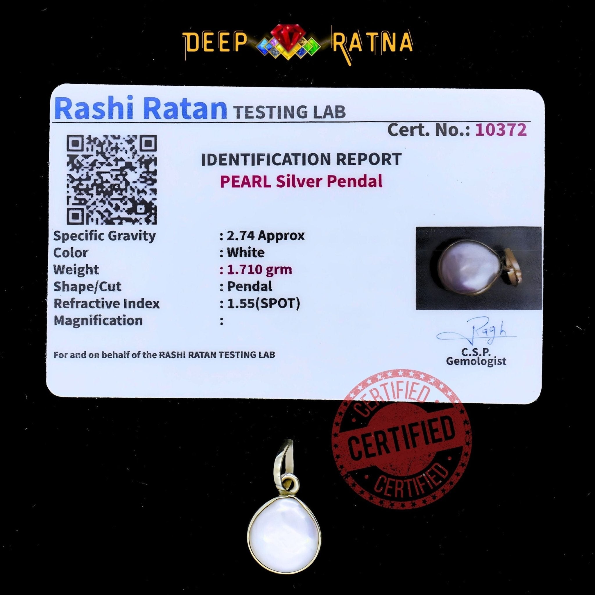 Pearl Silver Pendent (1.71 Gram) - Deep Ratna