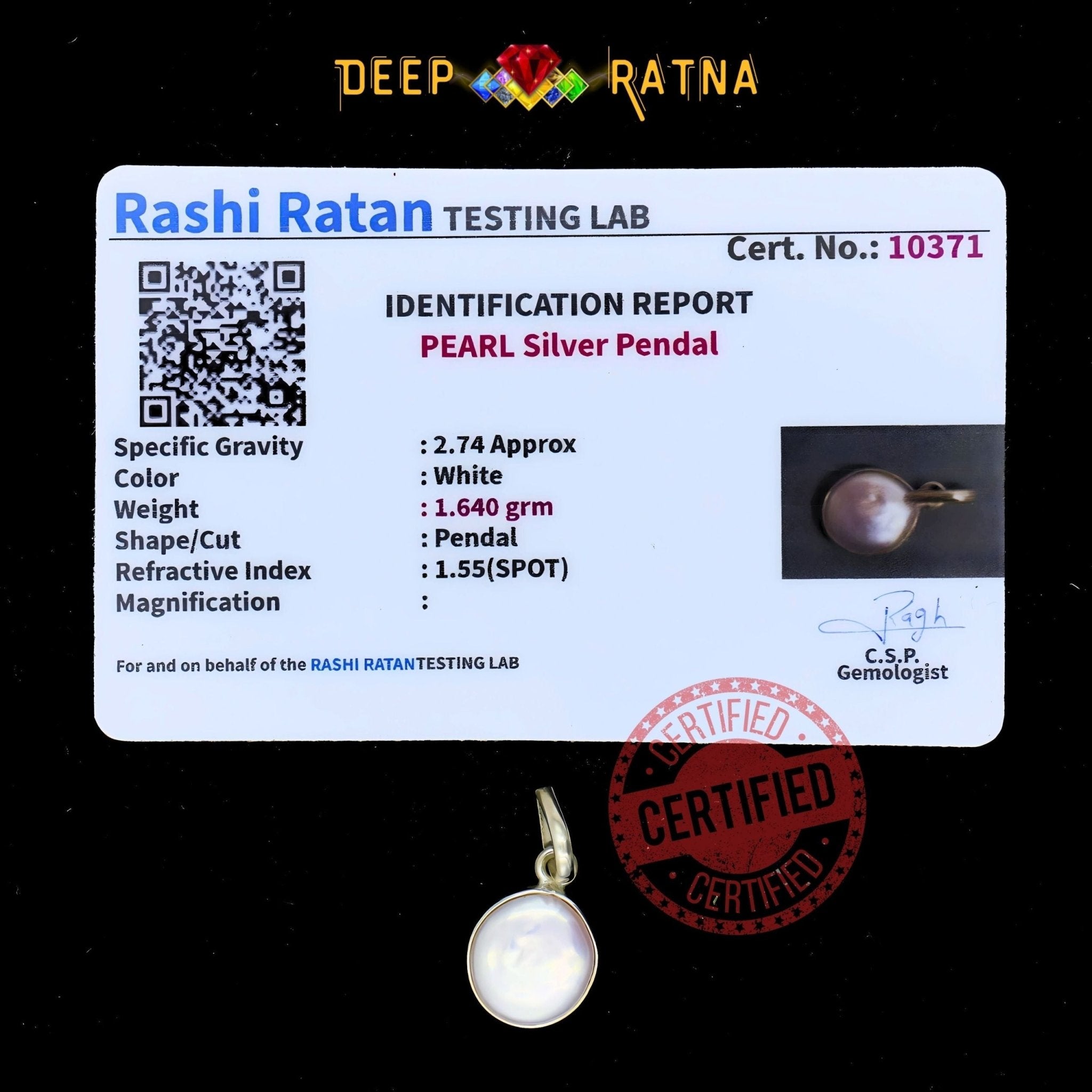 Pearl Silver Pendent (1.72 Gram) - Deep Ratna