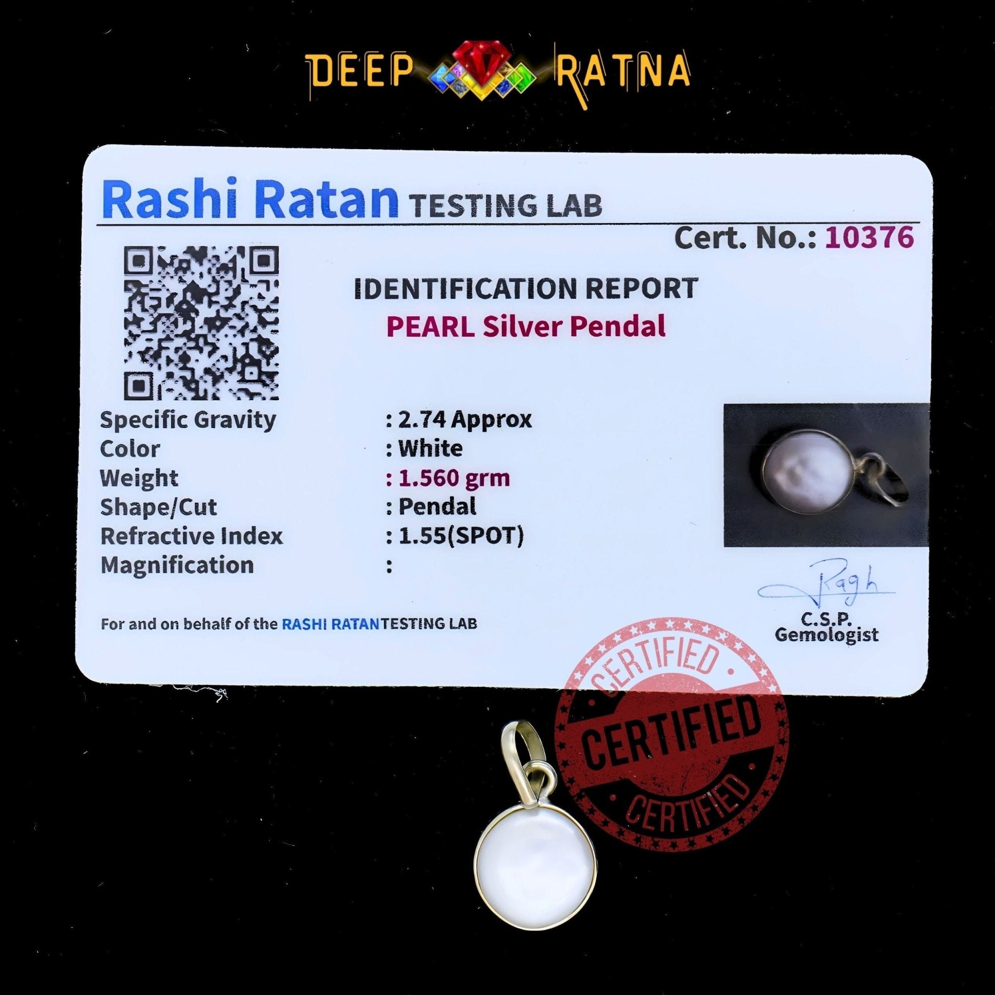 Pearl Silver Pendent (1.87 Gram) - Deep Ratna