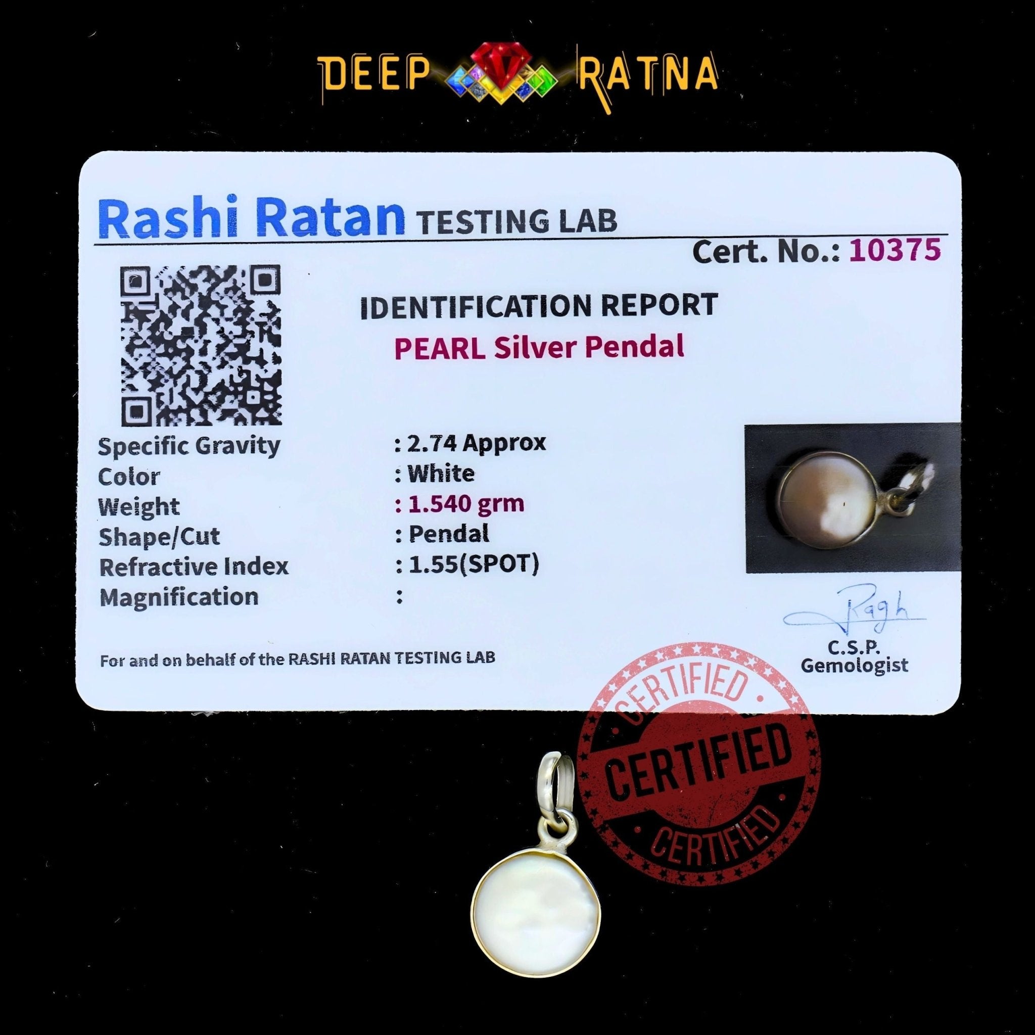 Pearl Silver Pendent (2.05 Gram) - Deep Ratna