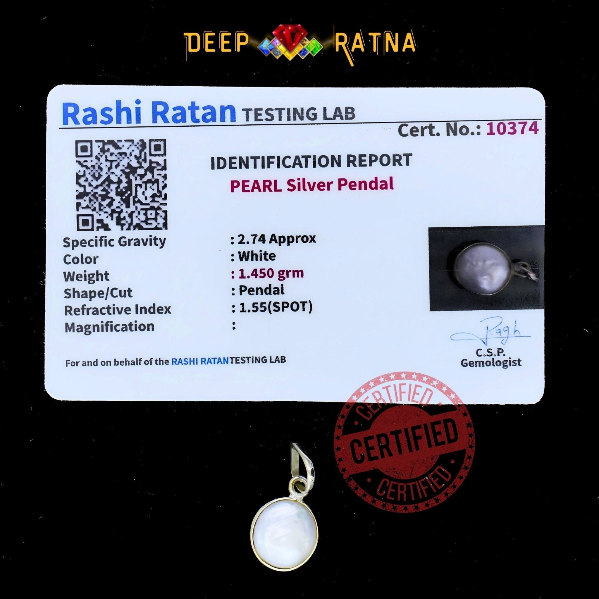 Pearl Silver Pendent (2.13 Gram) - Deep Ratna