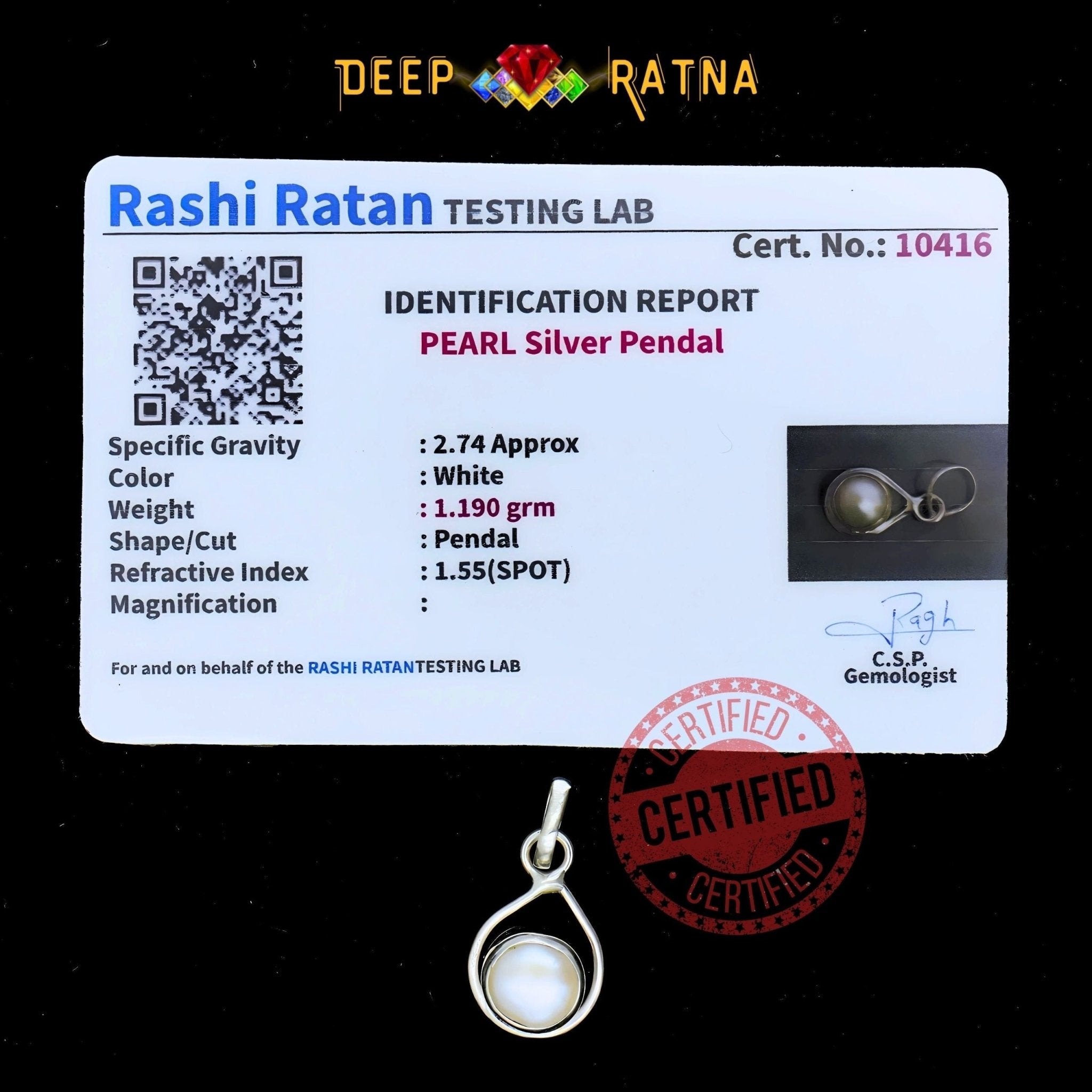 Pearl Silver Pendent (2.64 Gram) - Deep Ratna
