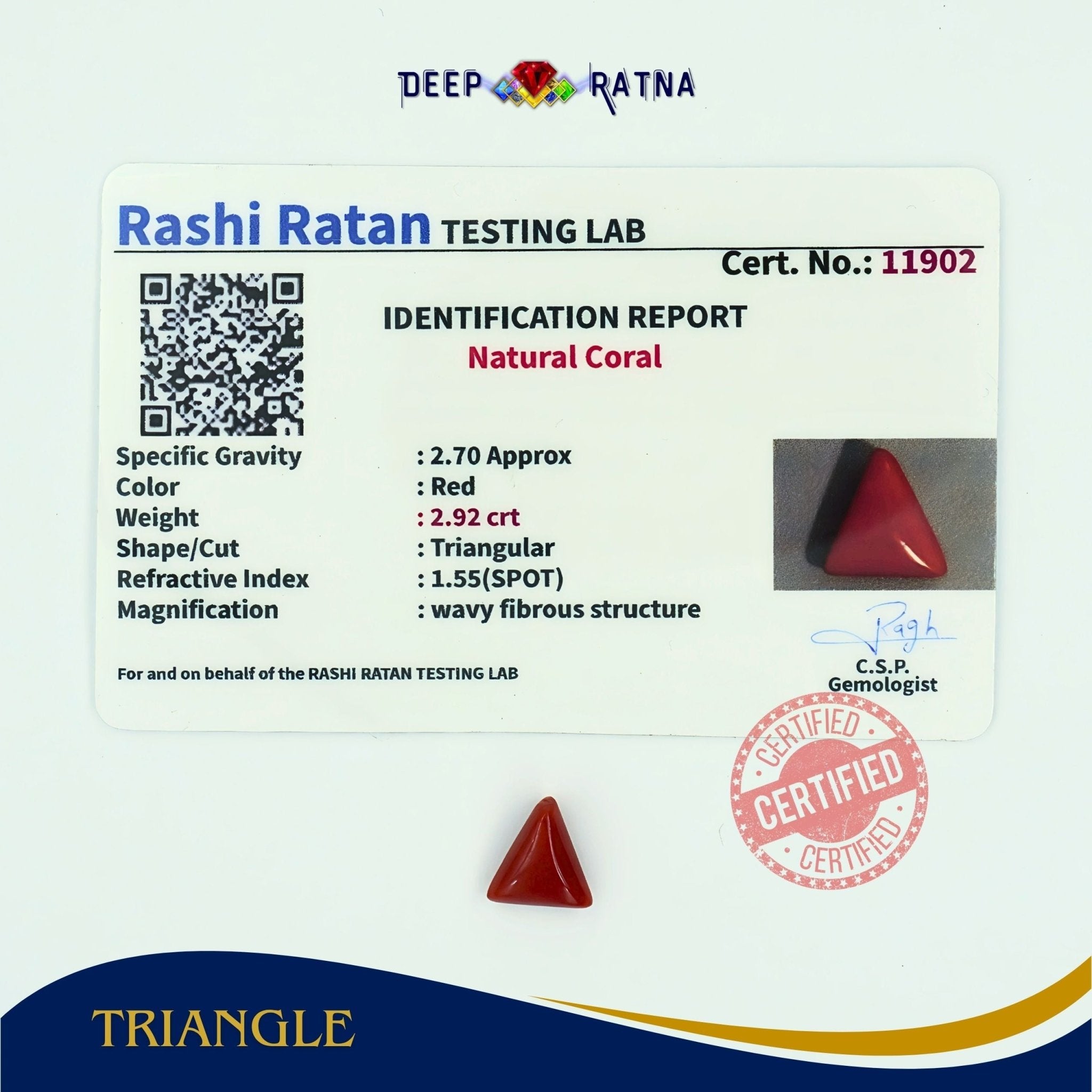 Red Coral 2.92 Carat (Italian) - Deep Ratna