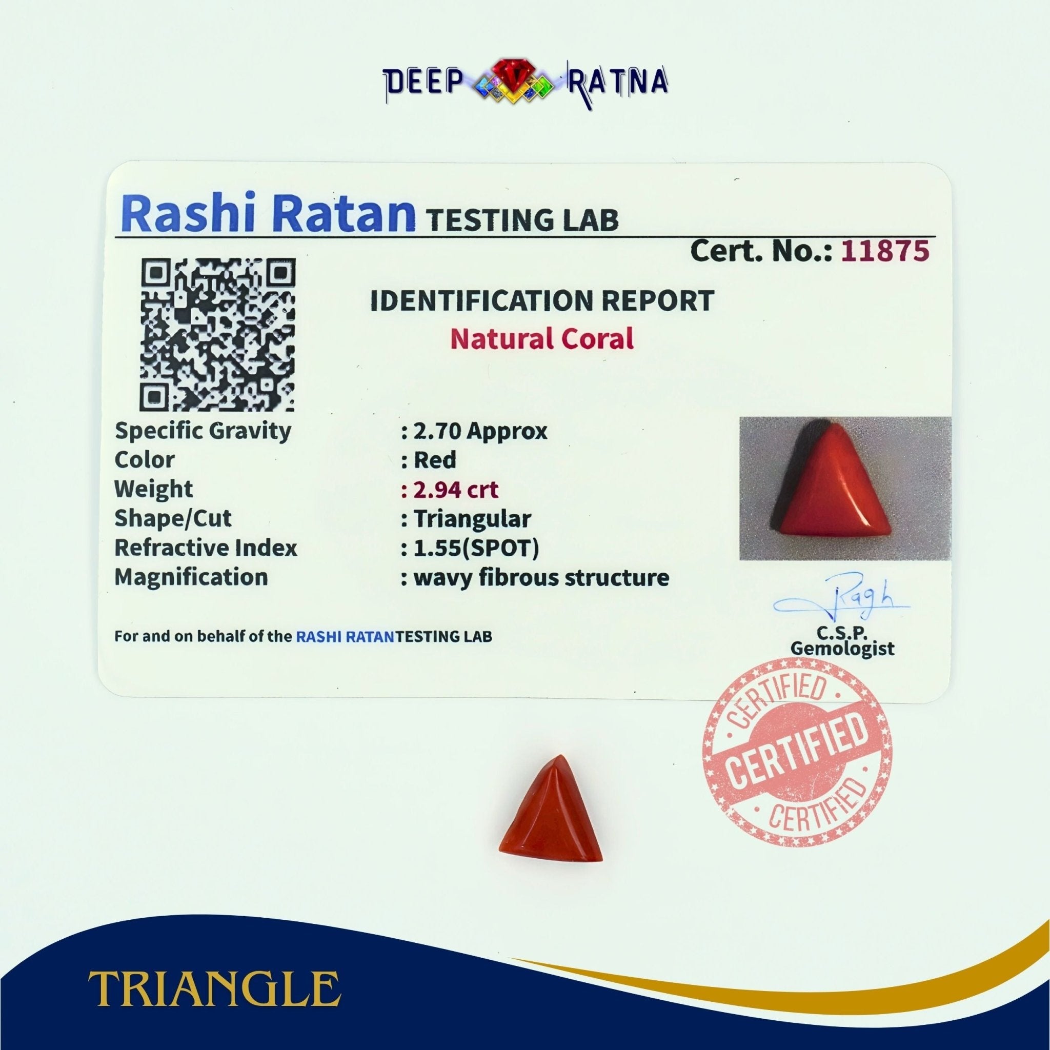 Red Coral 2.94 Carat (Italian) - Deep Ratna