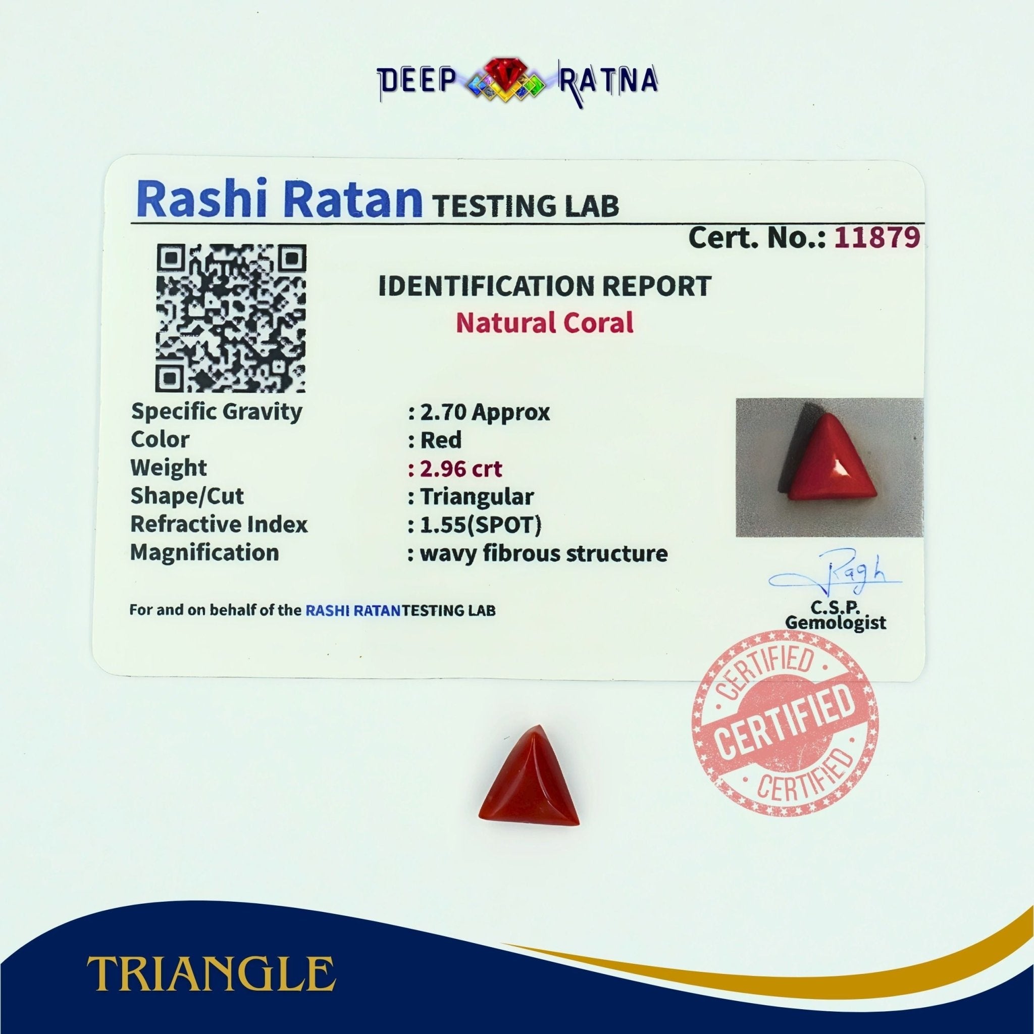 Red Coral 2.96 Carat (Italian) - Deep Ratna