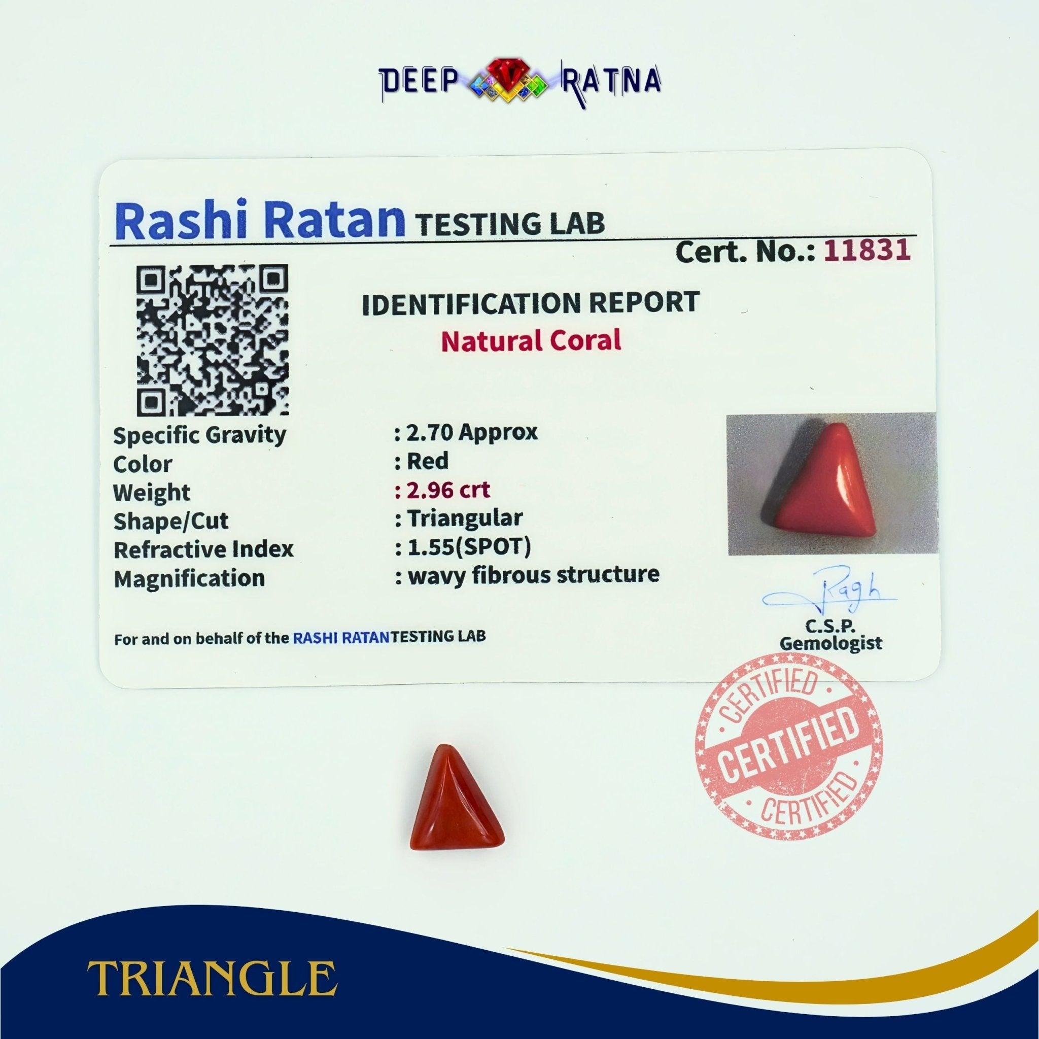 Red Coral 2.96 Carat (Italian) - Deep Ratna