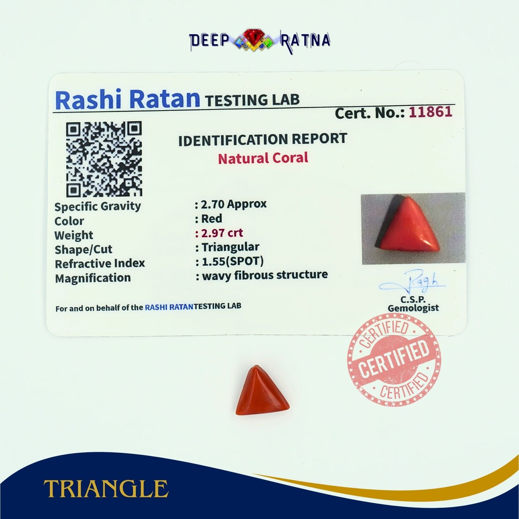 Red Coral 2.97 Carat (Italian) - Deep Ratna
