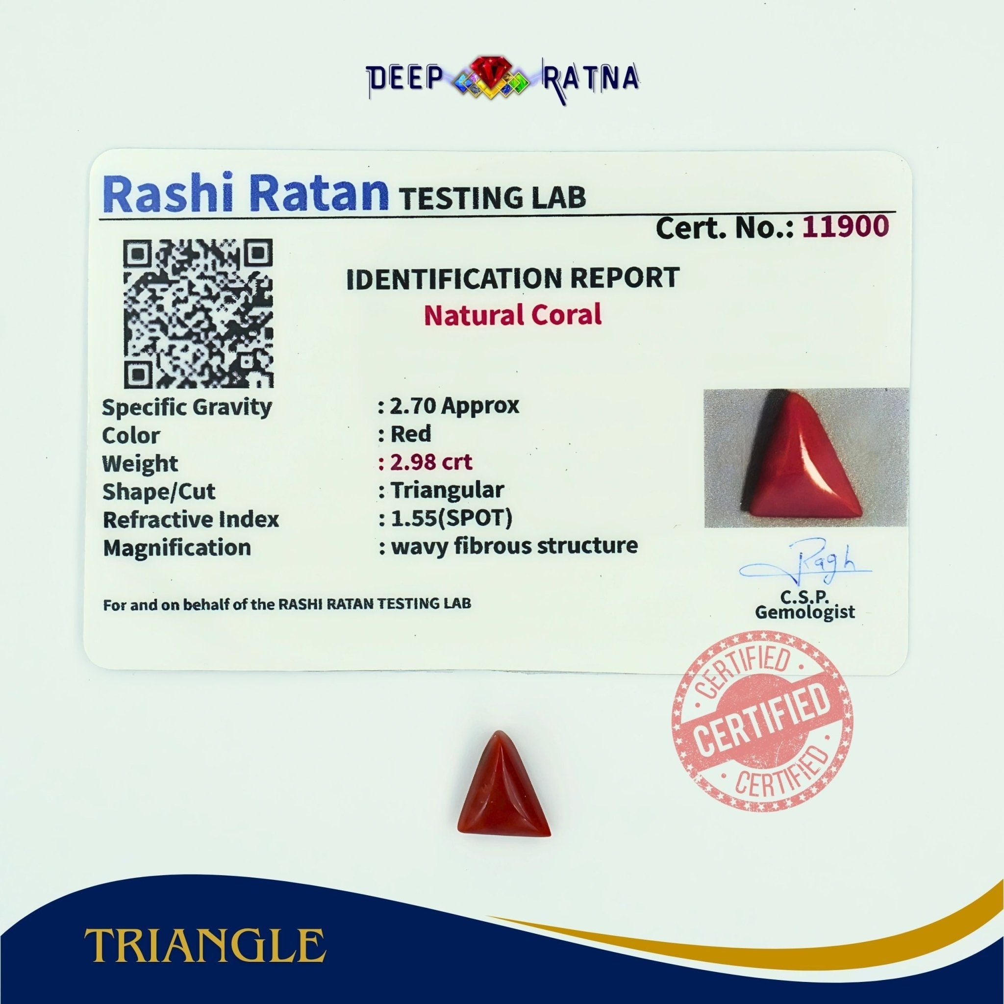 Red Coral 2.98 Carat (Italian) - Deep Ratna