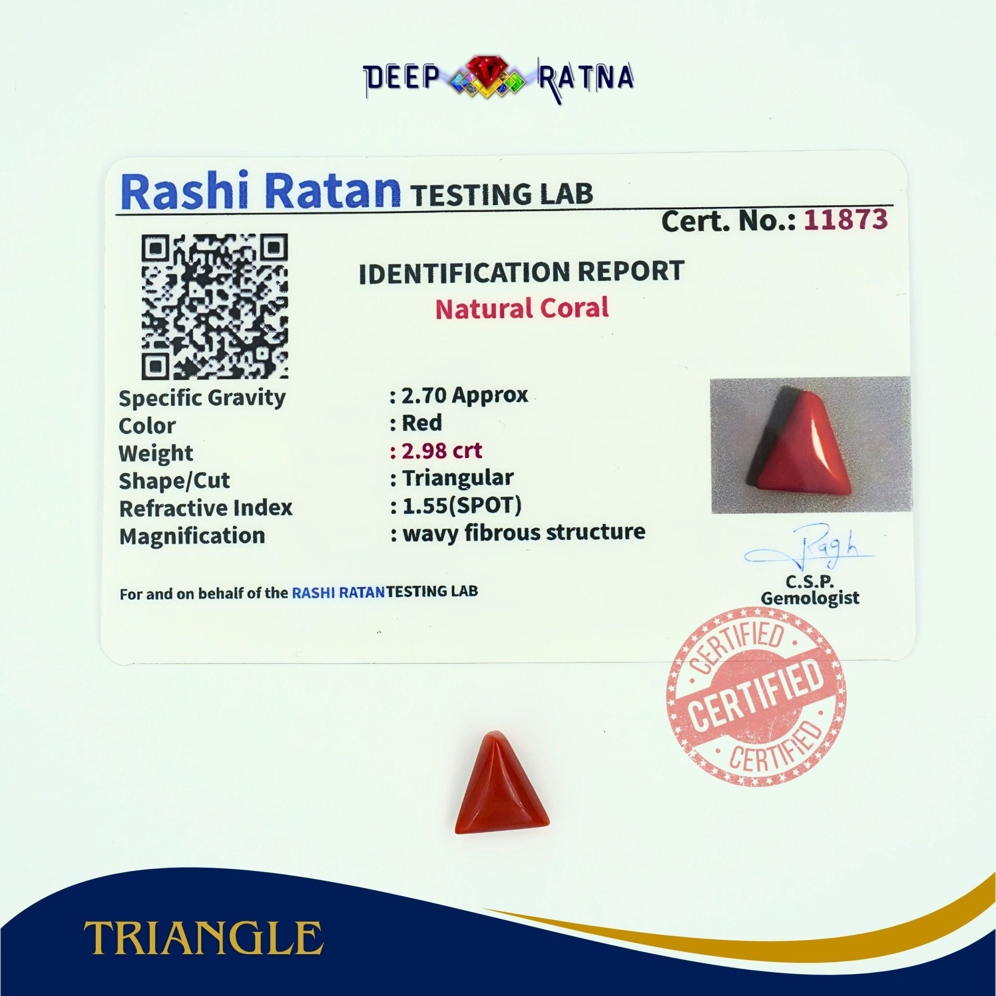 Red Coral 2.98 Carat (Italian) - Deep Ratna