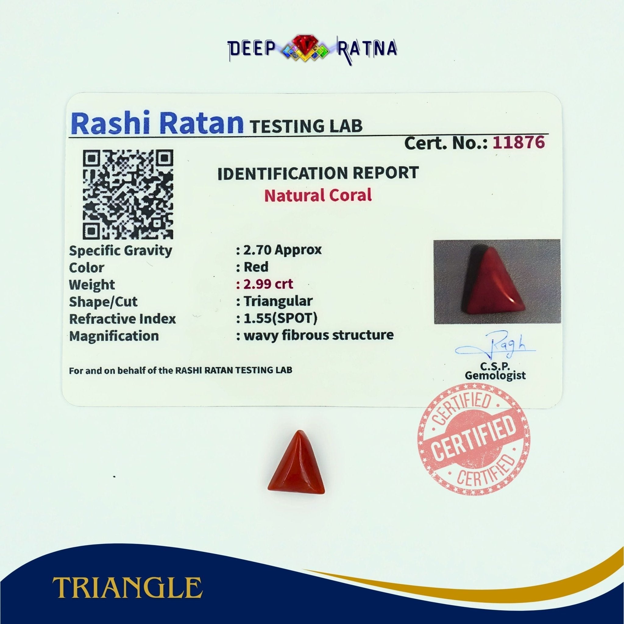 Red Coral 2.99 Carat (Italian) - Deep Ratna
