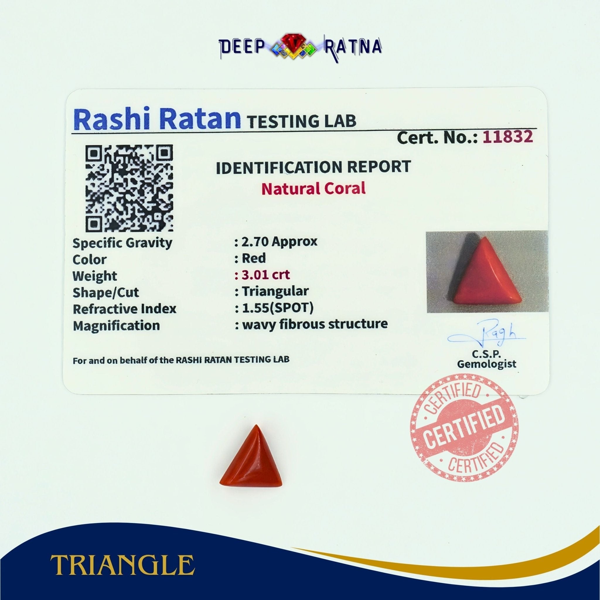 Red Coral 3.01 Carat (Italian) - Deep Ratna