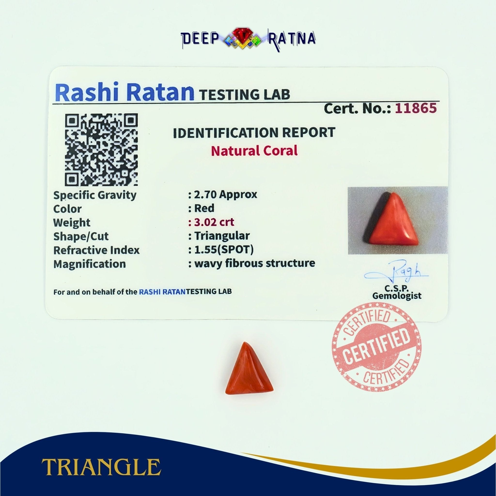 Red Coral 3.02 Carat (Italian) - Deep Ratna