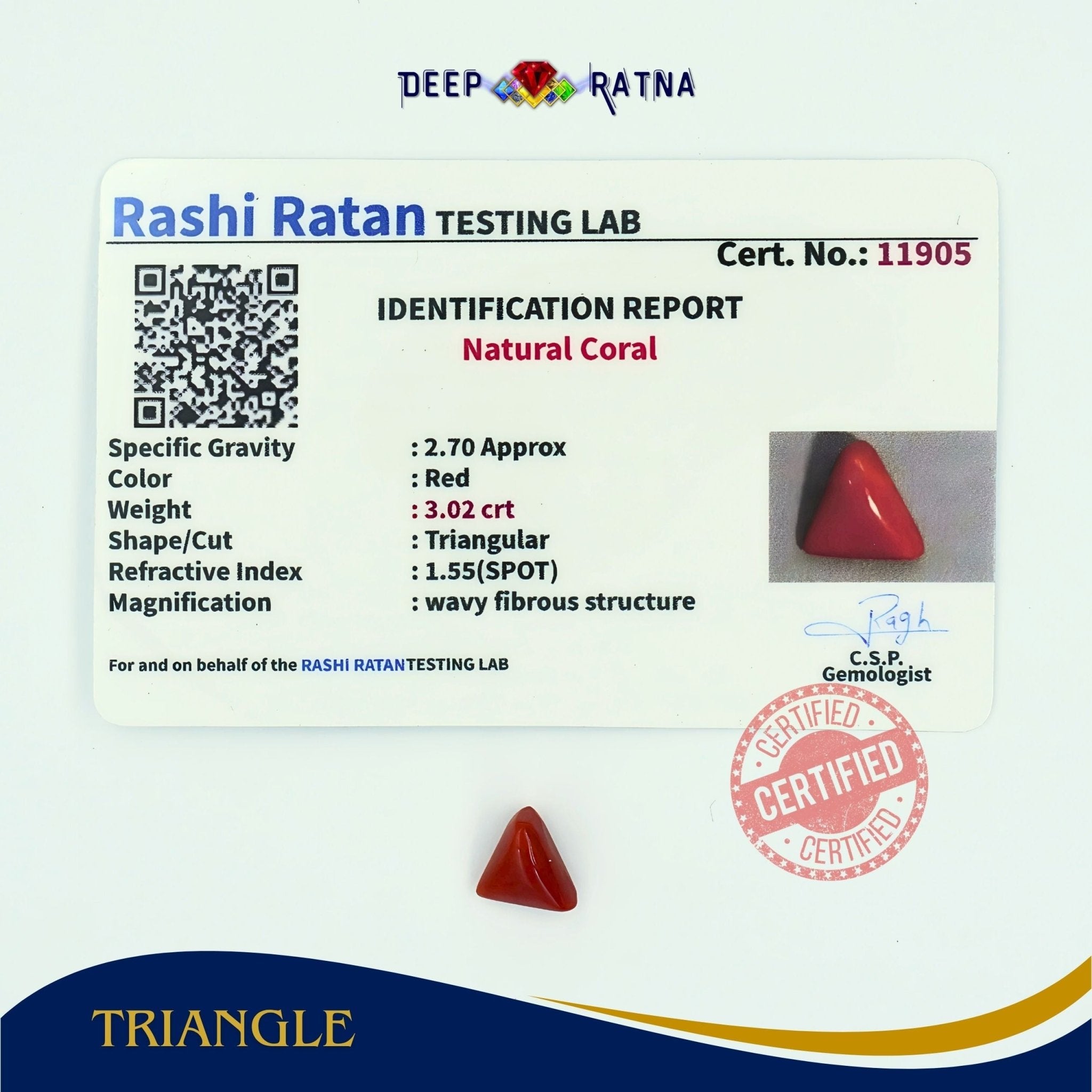Red Coral 3.02 Carat (Italian) - Deep Ratna