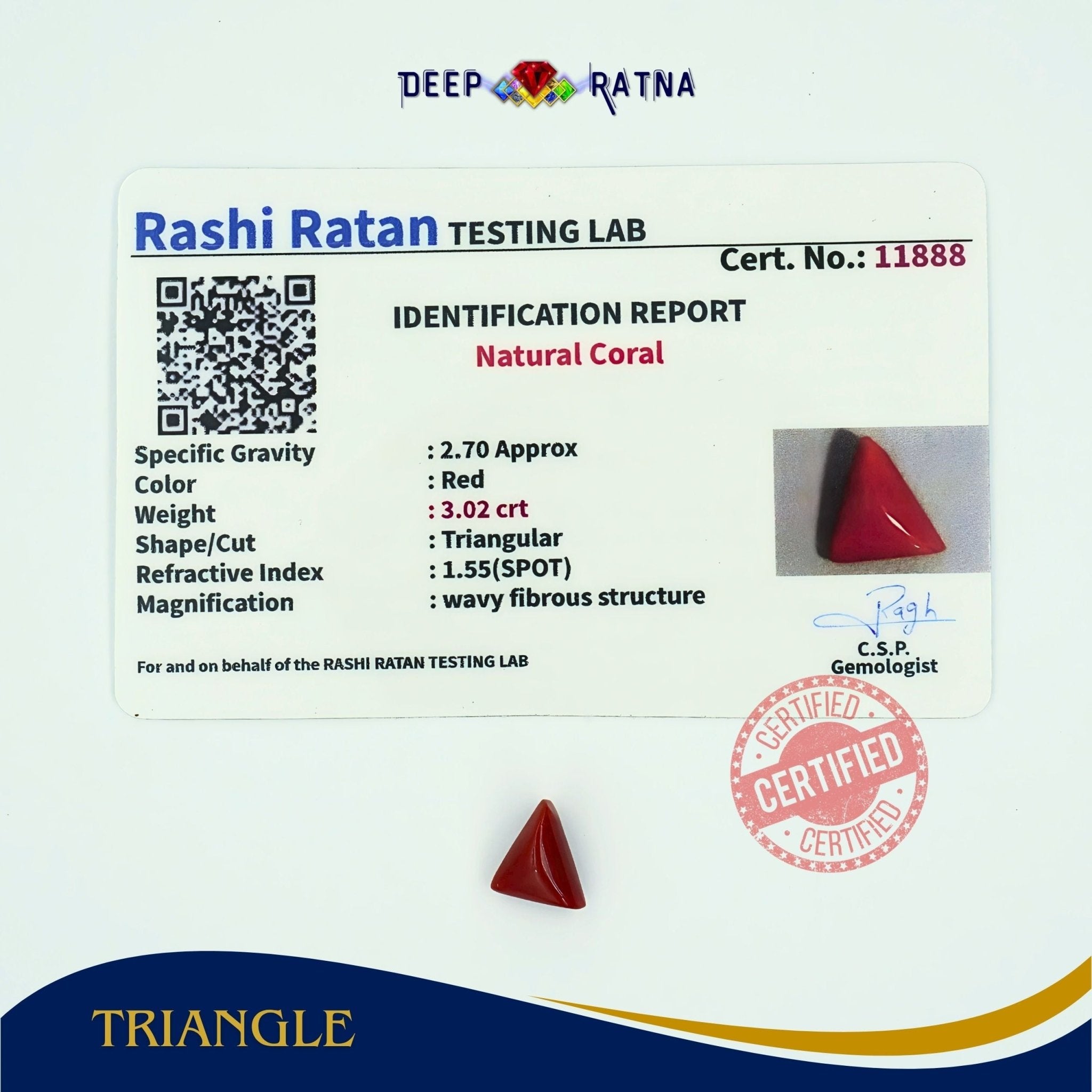 Red Coral 3.02 Carat (Italian) - Deep Ratna