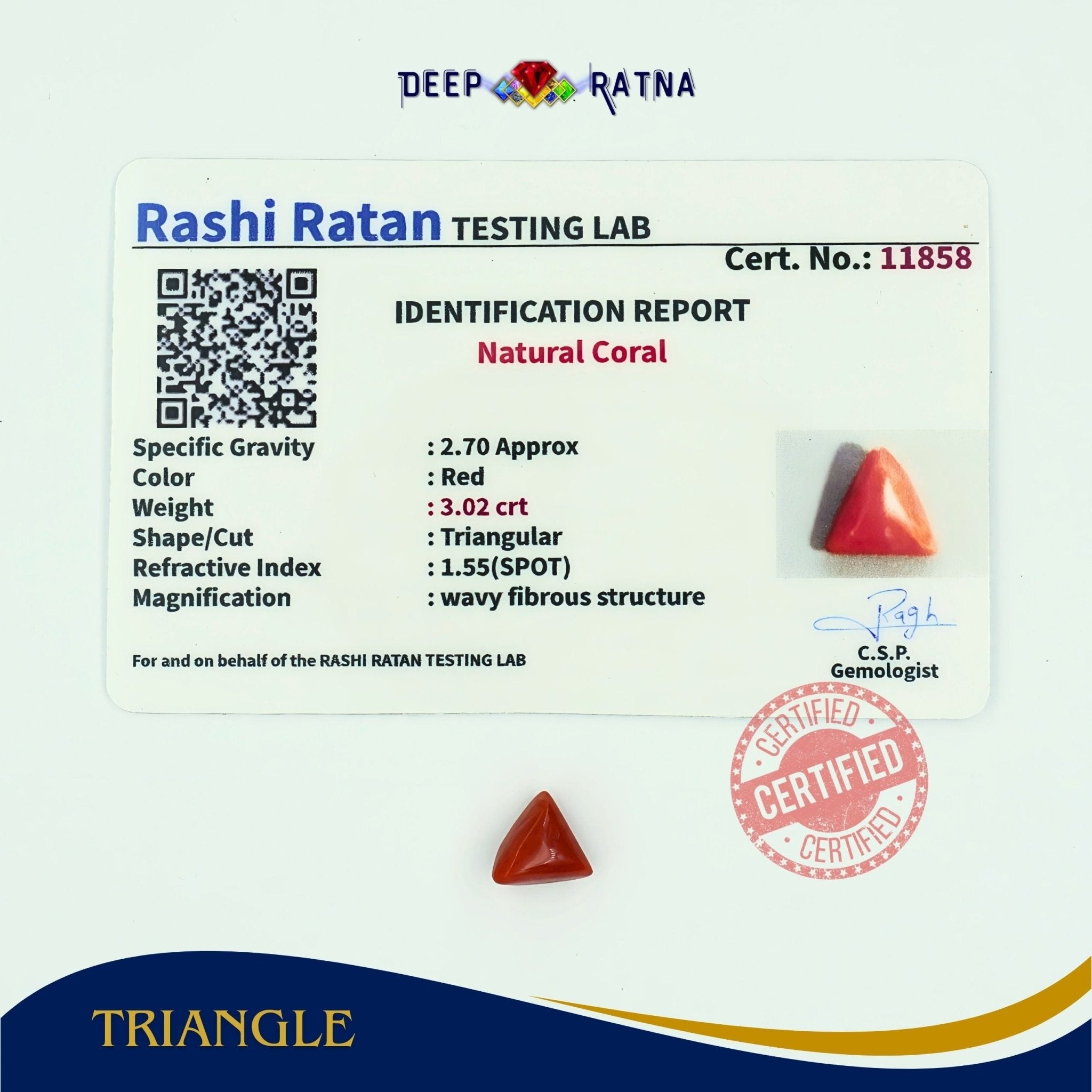 Red Coral 3.02 Carat (Italian) - Deep Ratna