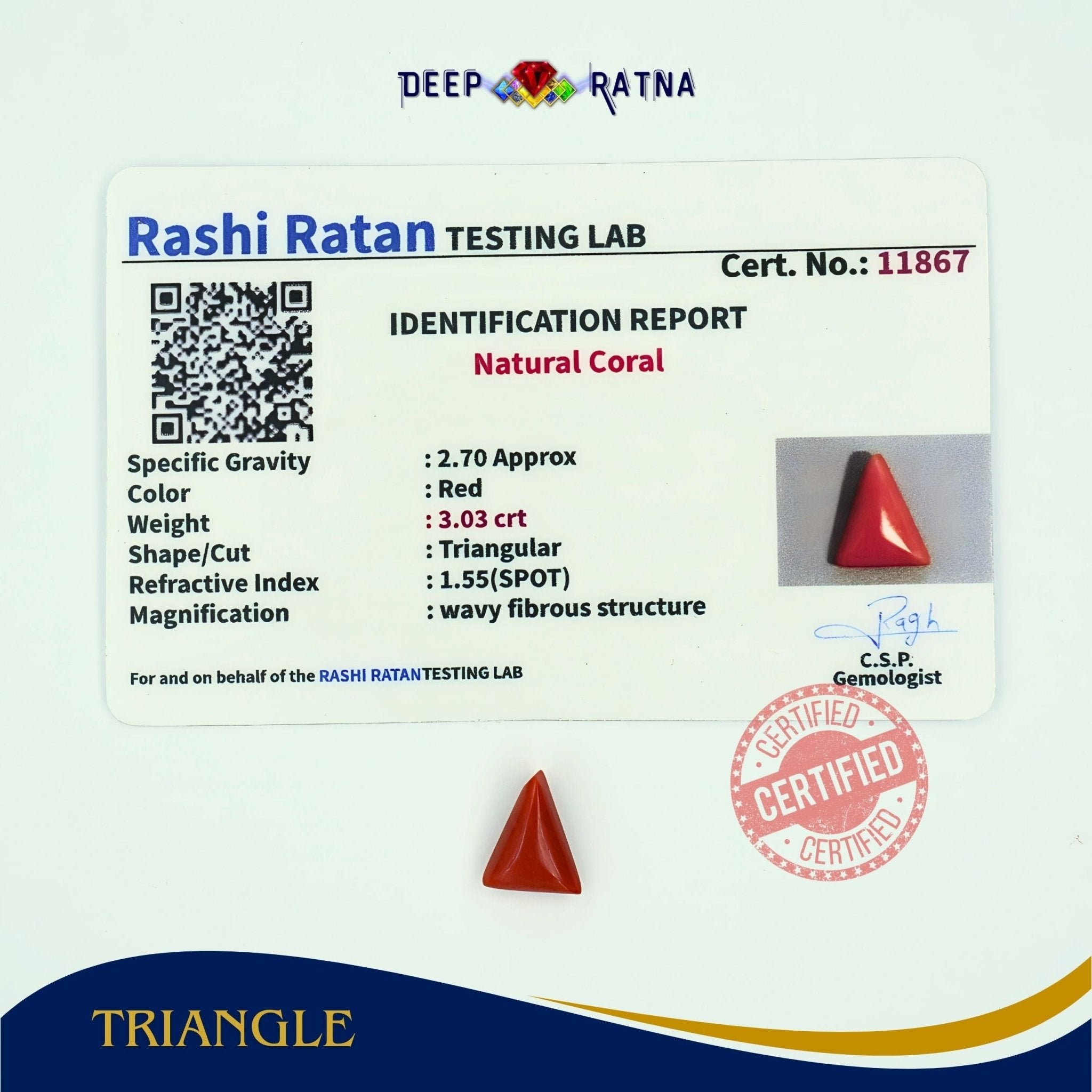 Red Coral 3.03 Carat (Italian) - Deep Ratna