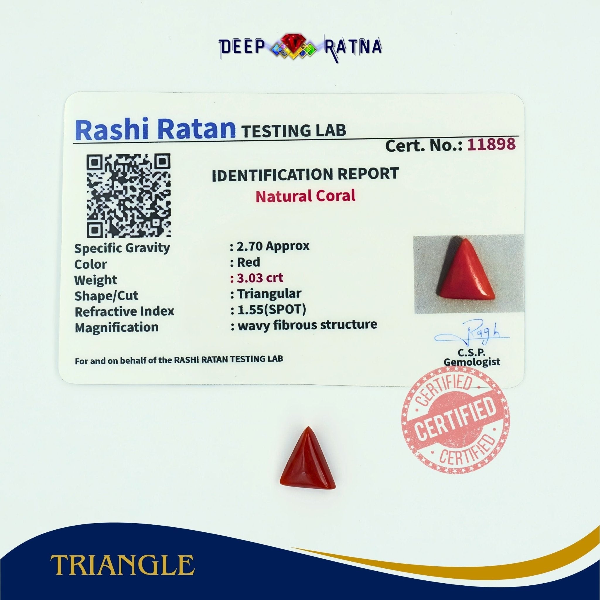Red Coral 3.03 Carat (Italian) - Deep Ratna