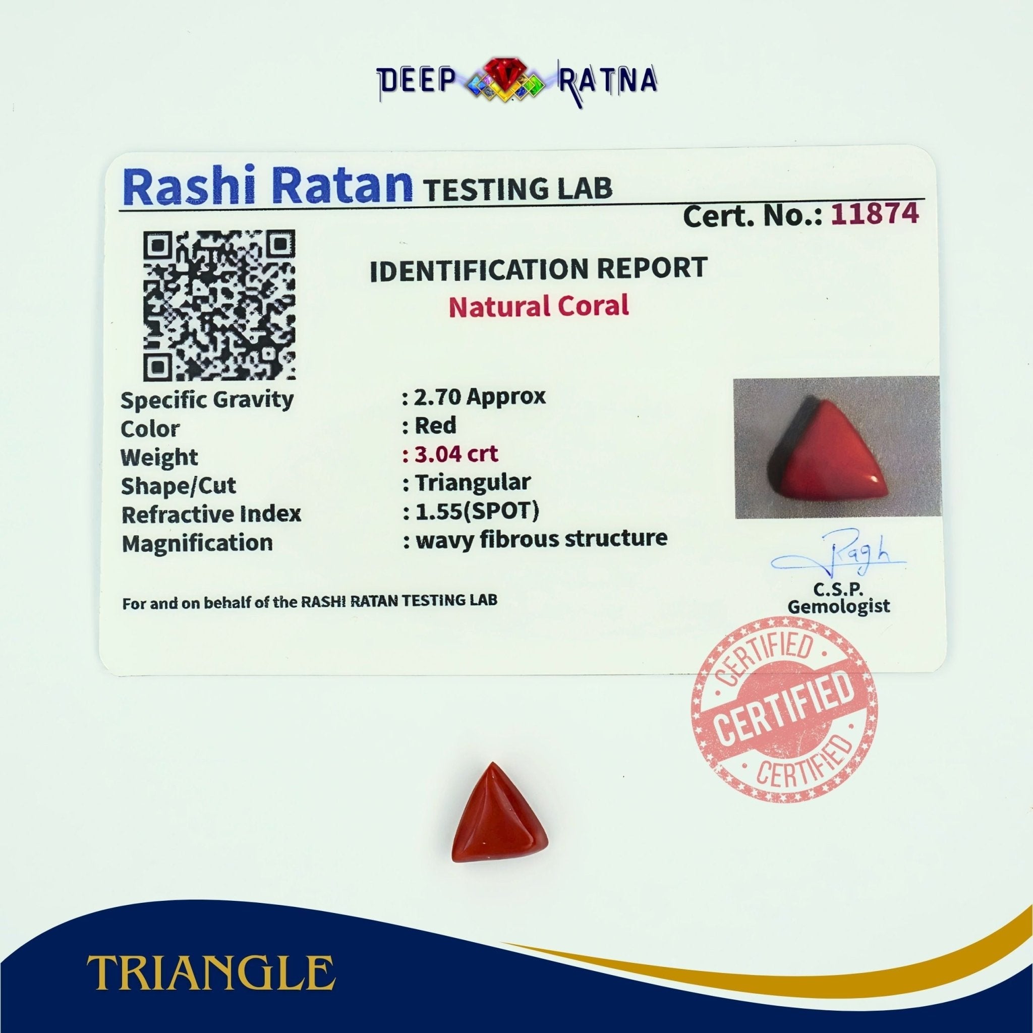 Red Coral 3.04 Carat (Italian) - Deep Ratna