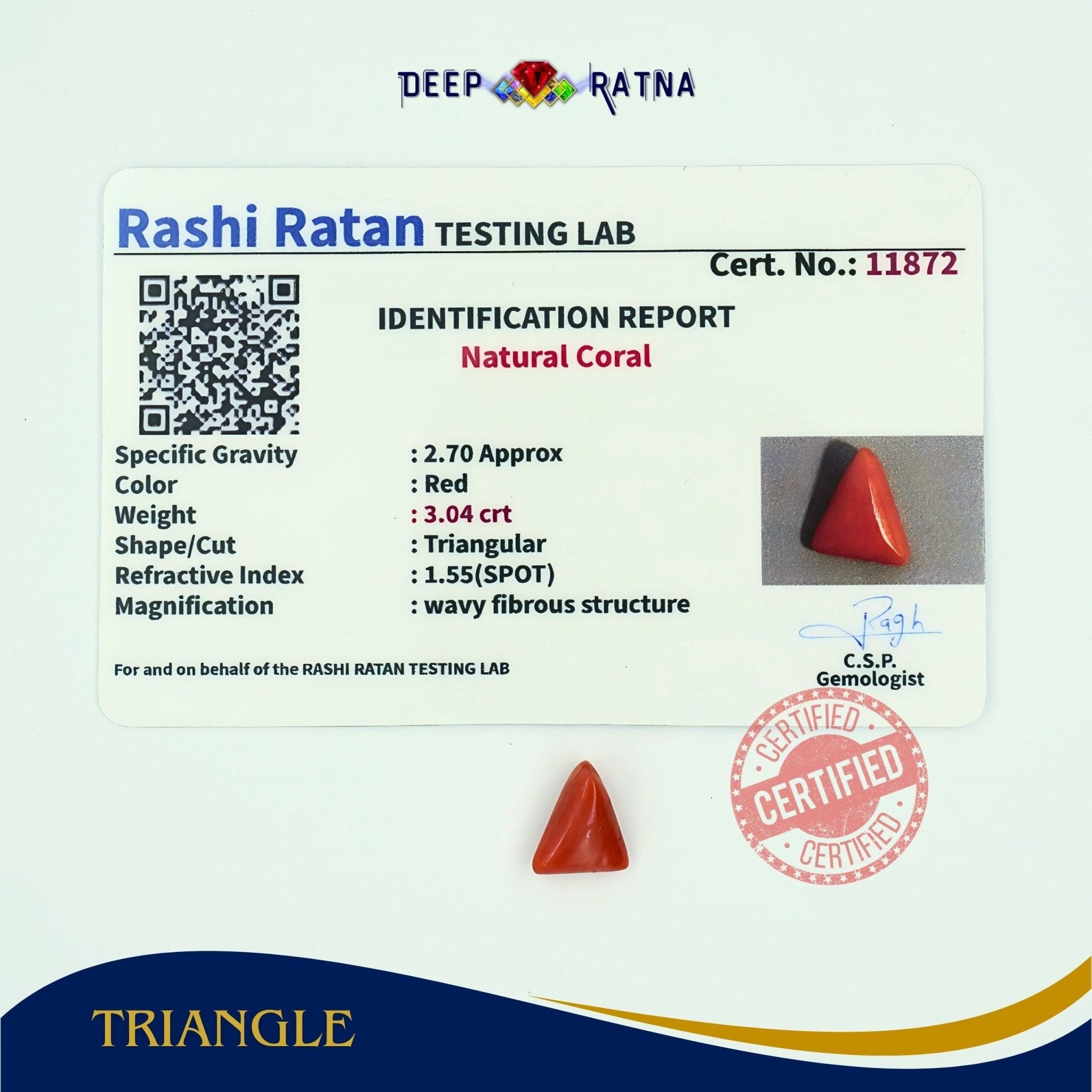 Red Coral 3.04 Carat (Italian) - Deep Ratna