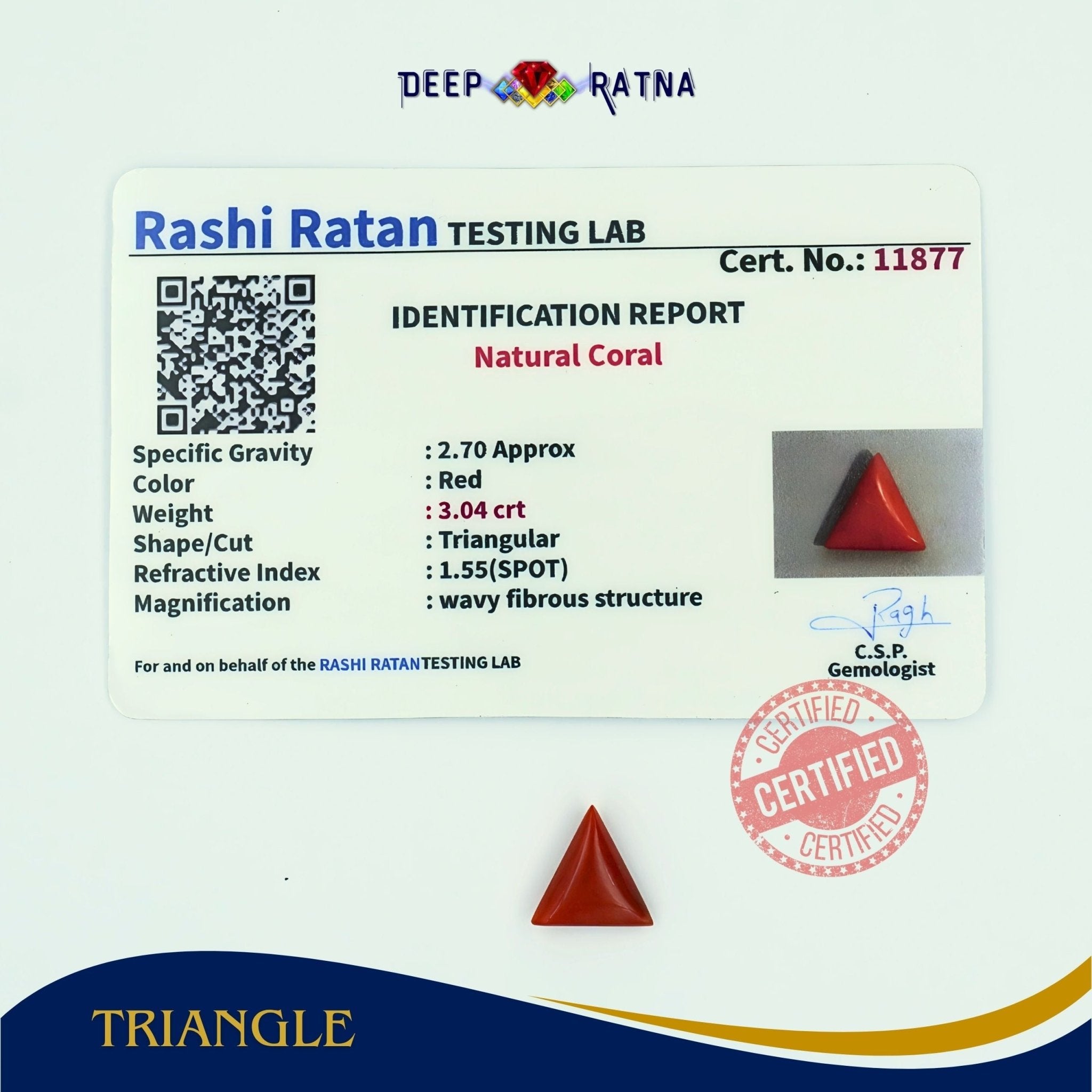 Red Coral 3.04 Carat (Italian) - Deep Ratna