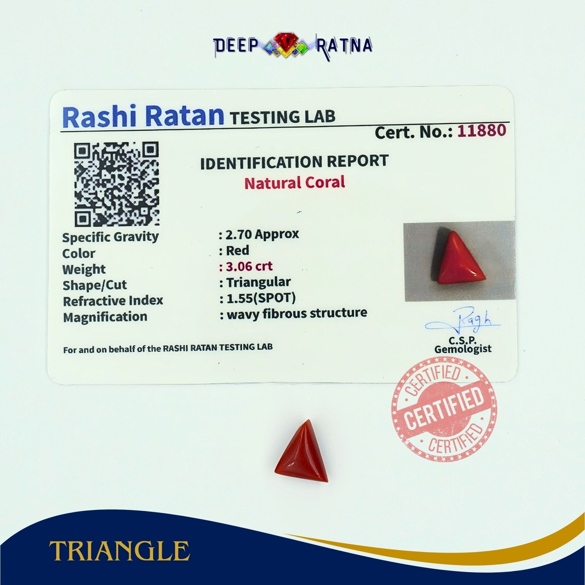 Red Coral 3.06 Carat (Italian) - Deep Ratna
