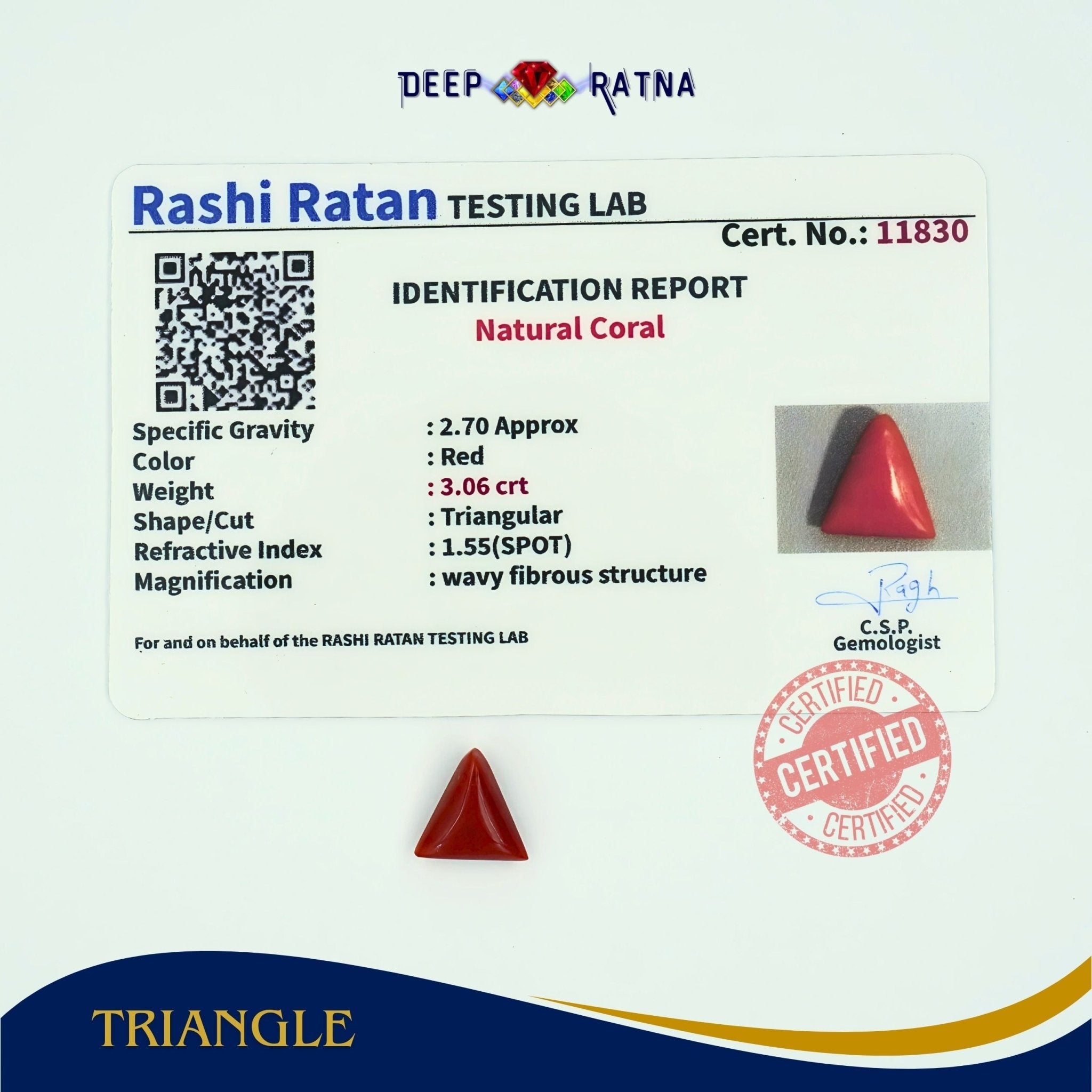 Red Coral 3.06 Carat (Italian) - Deep Ratna