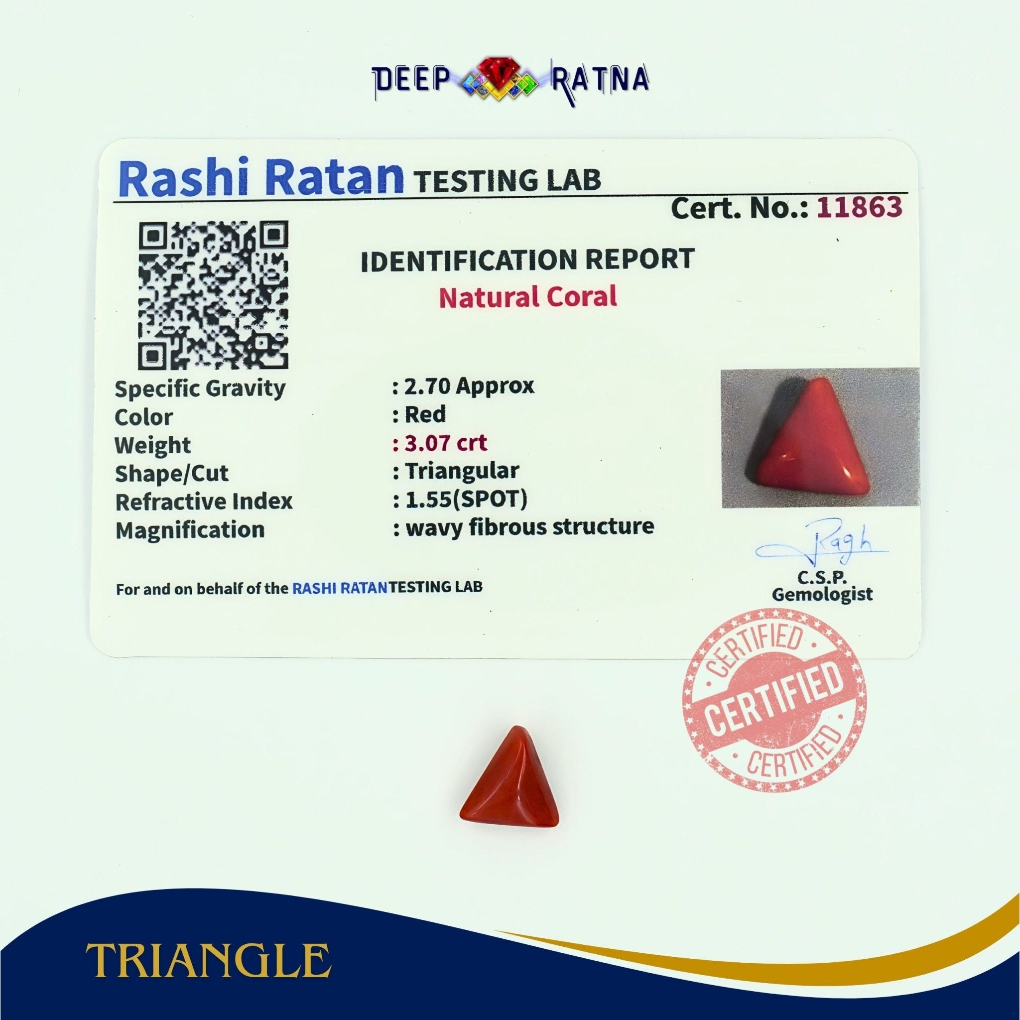Red Coral 3.07 Carat (Italian) - Deep Ratna