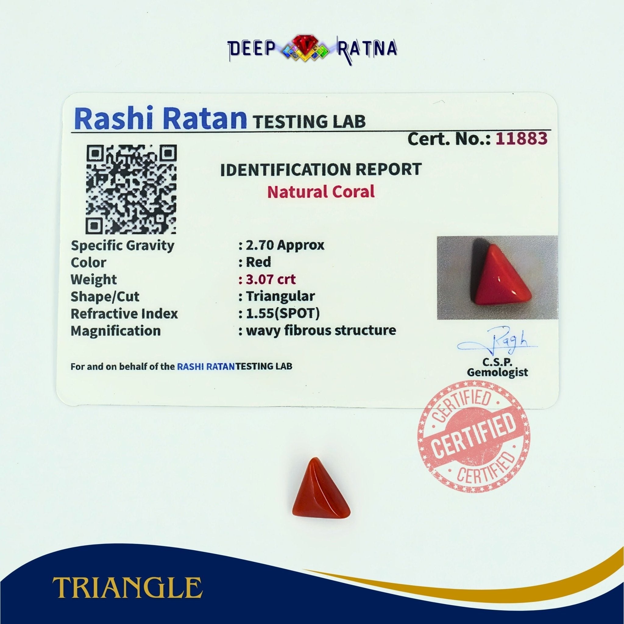 Red Coral 3.07 Carat (Italian) - Deep Ratna