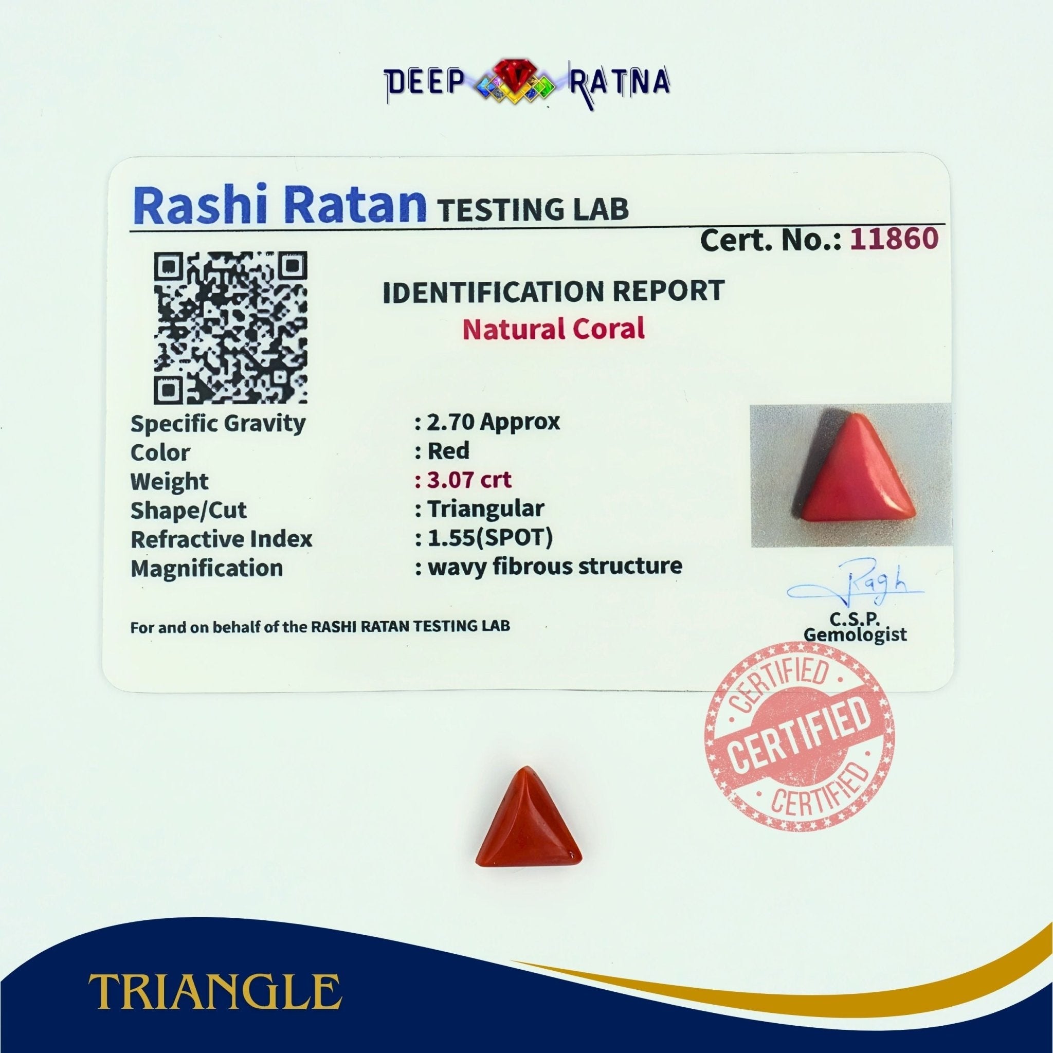 Red Coral 3.07 Carat (Italian) - Deep Ratna