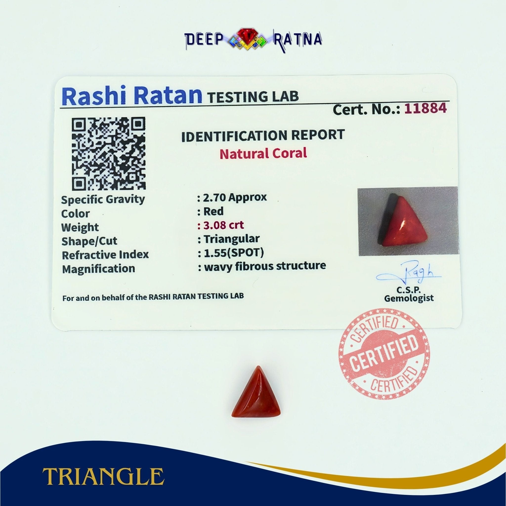 Red Coral 3.08 Carat (Italian) - Deep Ratna