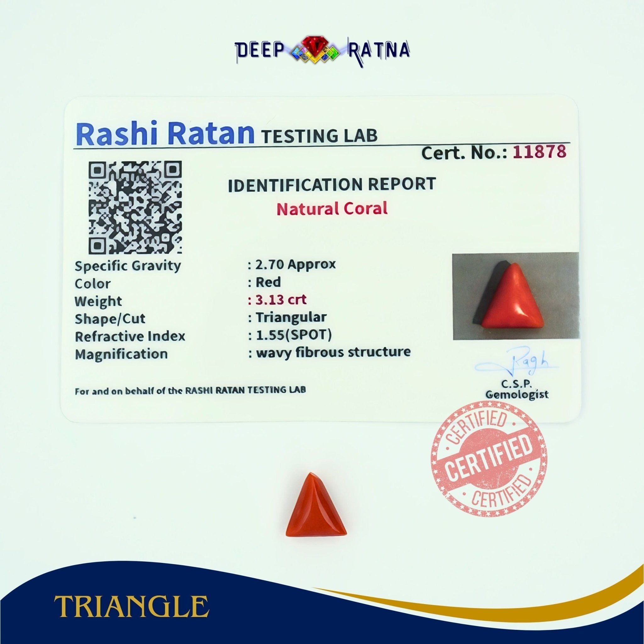 Red Coral 3.13 Carat (Italian) - Deep Ratna
