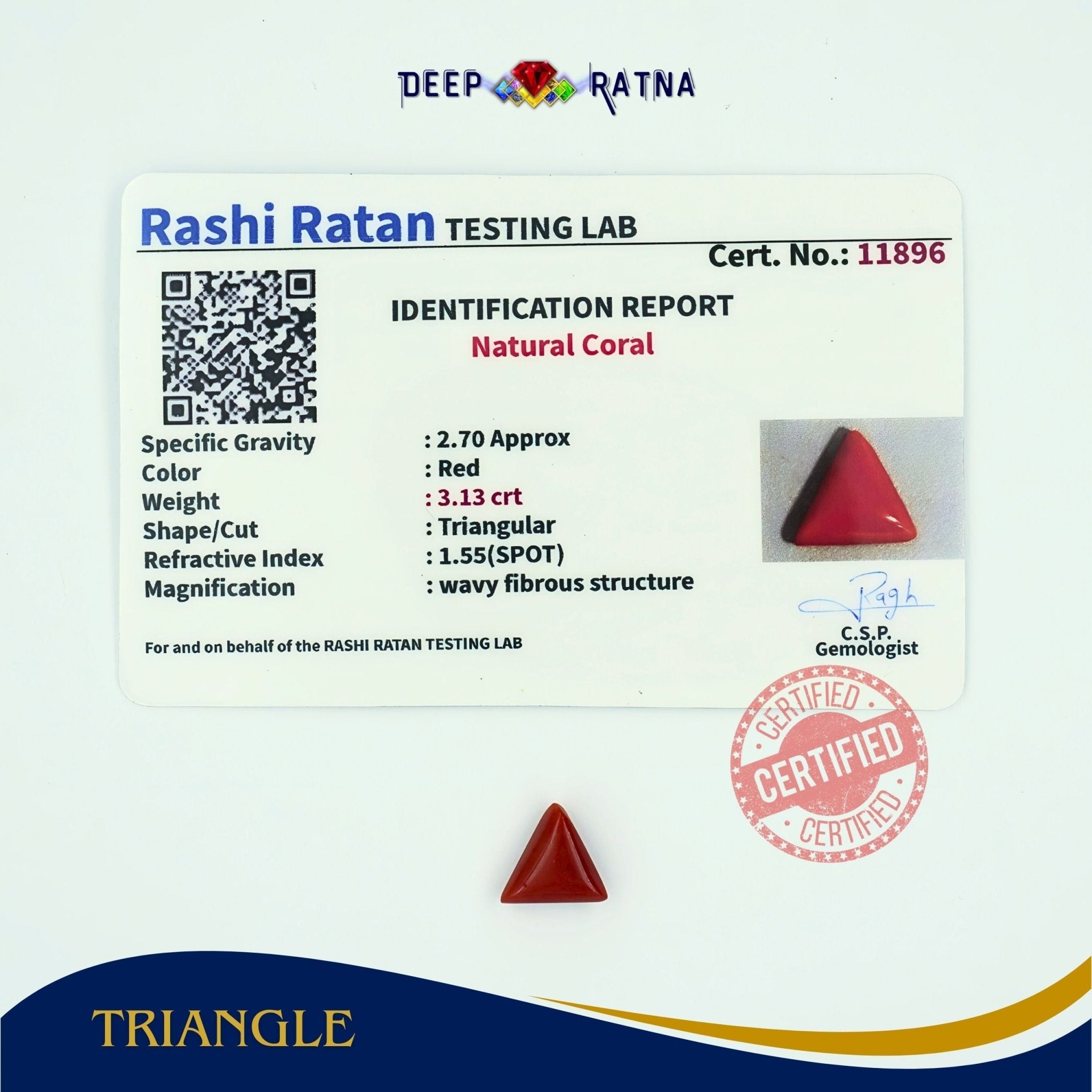 Red Coral 3.13 Carat (Italian) - Deep Ratna