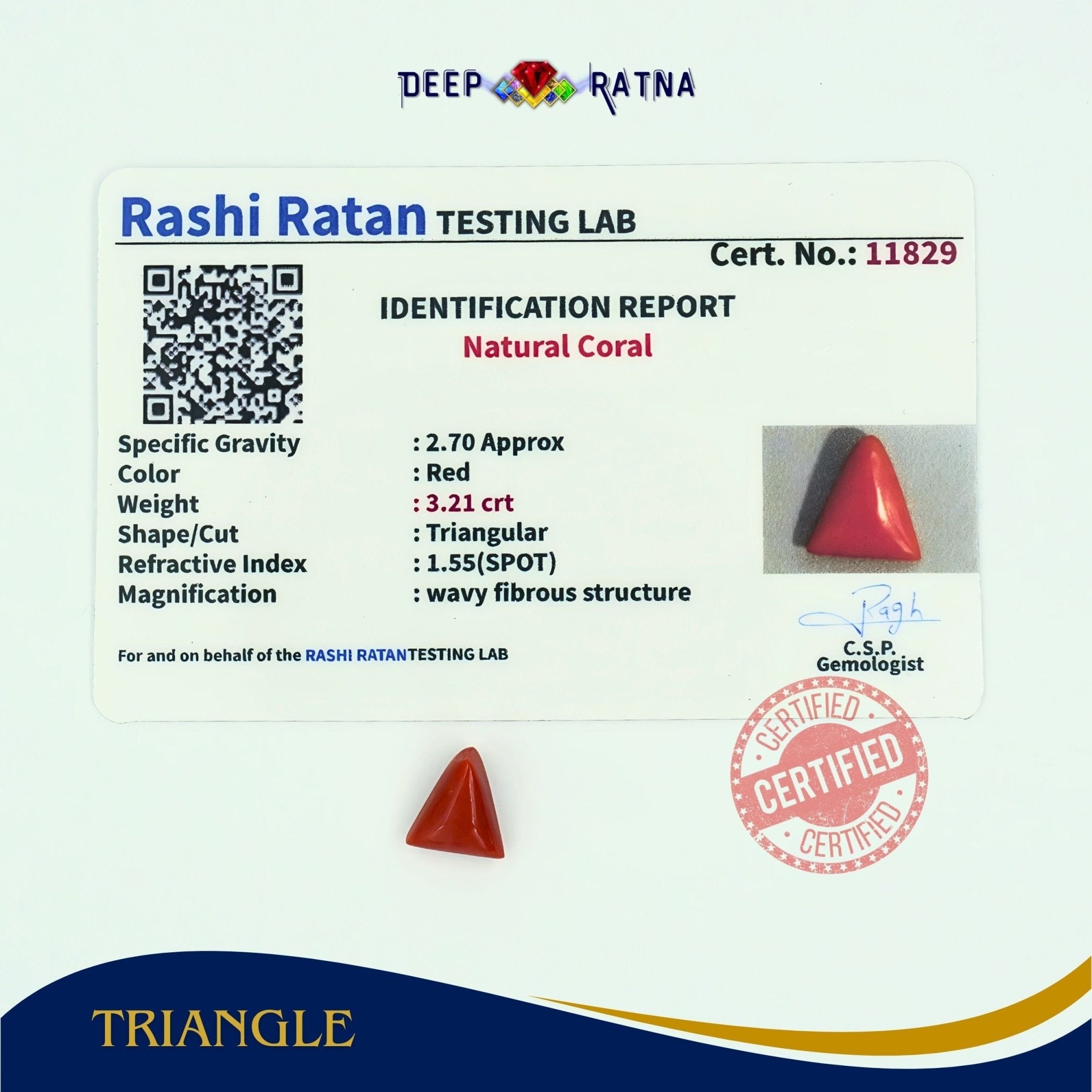 Red Coral 3.21 Carat (Italian) - Deep Ratna