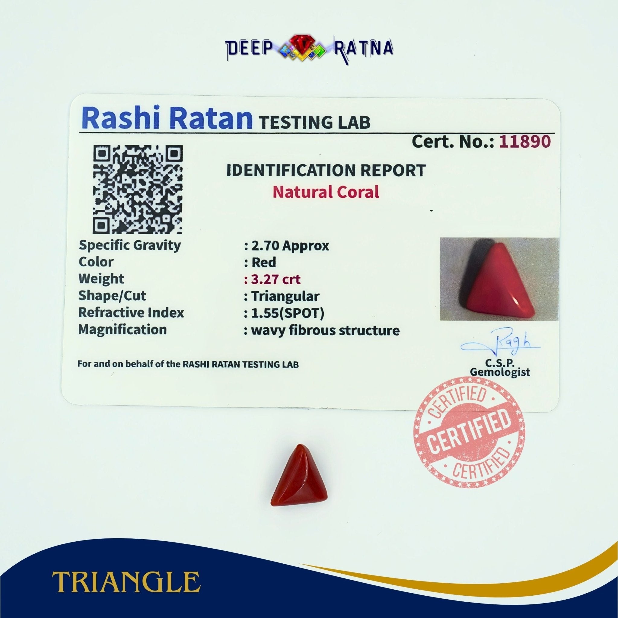 Red Coral 3.27 Carat (Italian) - Deep Ratna