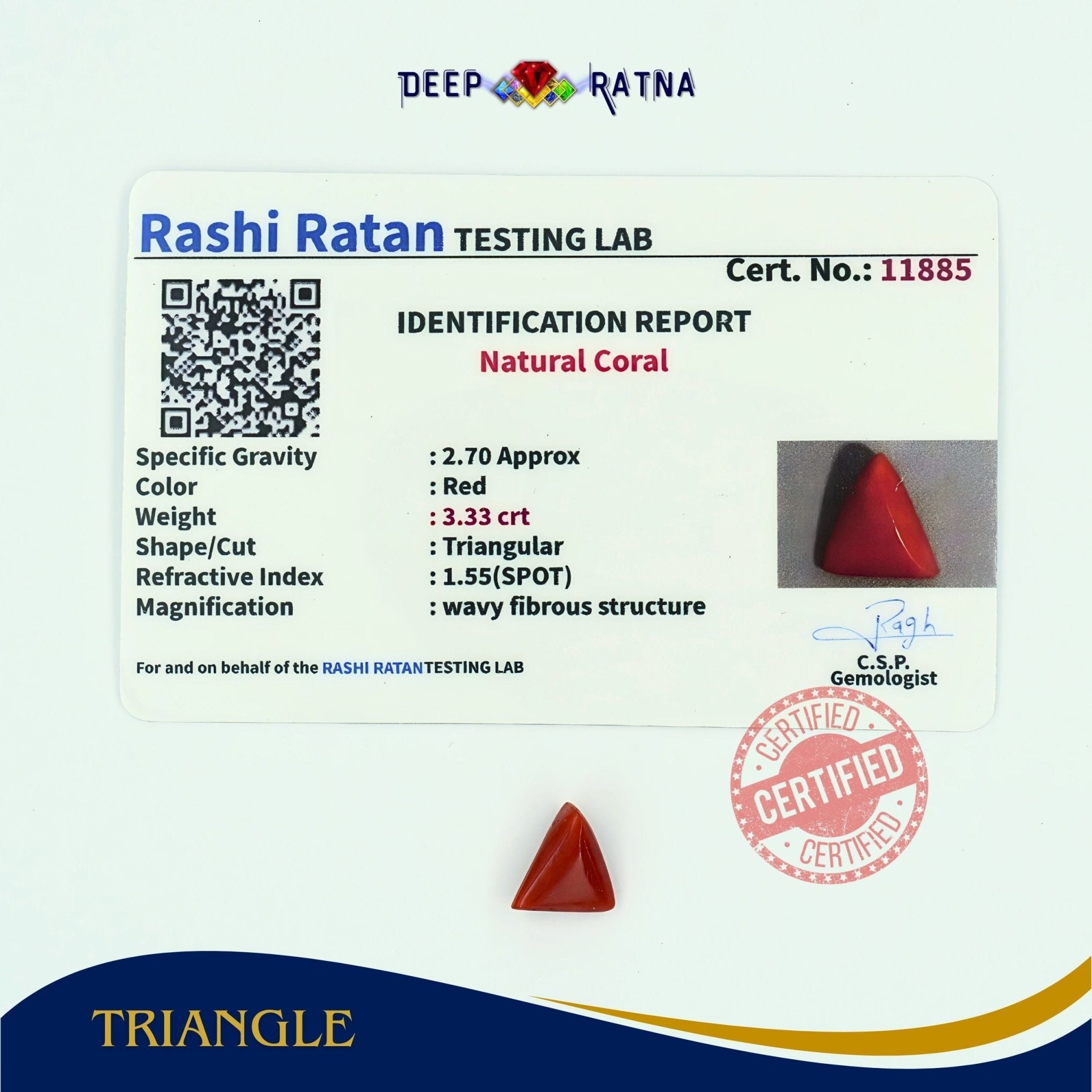 Red Coral 3.33 Carat (Italian) - Deep Ratna