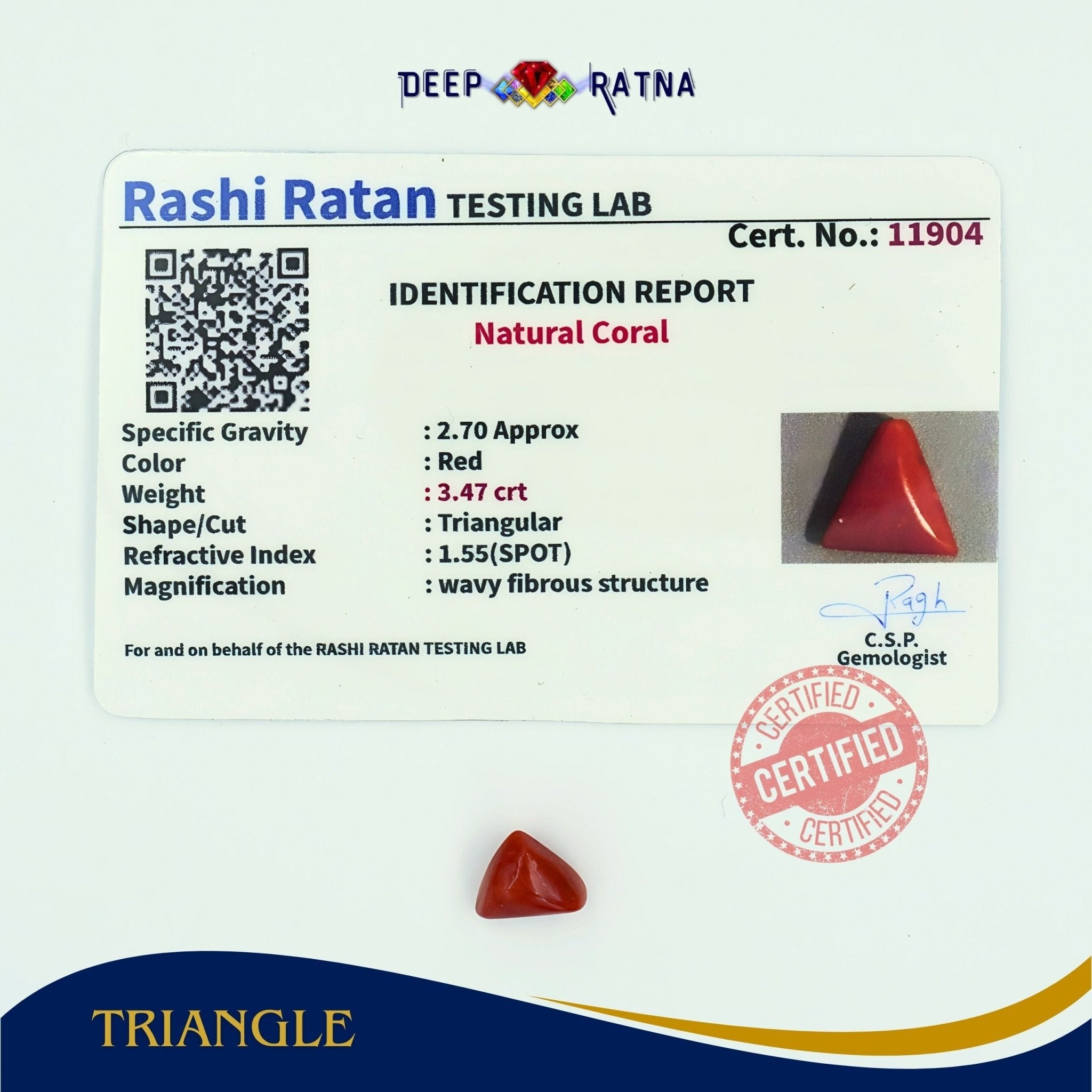 Red Coral 3.47 Carat (Italian) - Deep Ratna