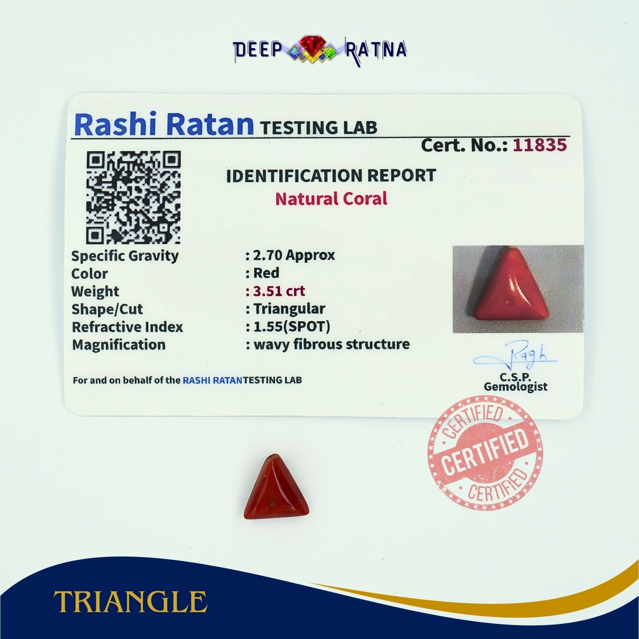 Red Coral 3.51 Carat (Italian) - Deep Ratna